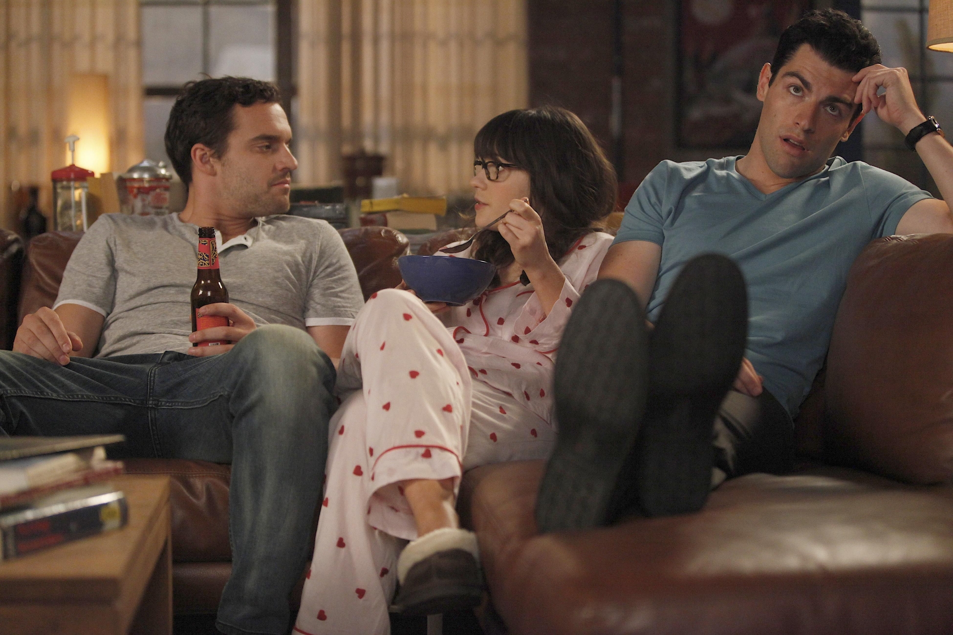 Jake Johnson Jessica Day Max Greenfield Nick Miller Schmidt New Girl Zooey Deschanel 1950x1300