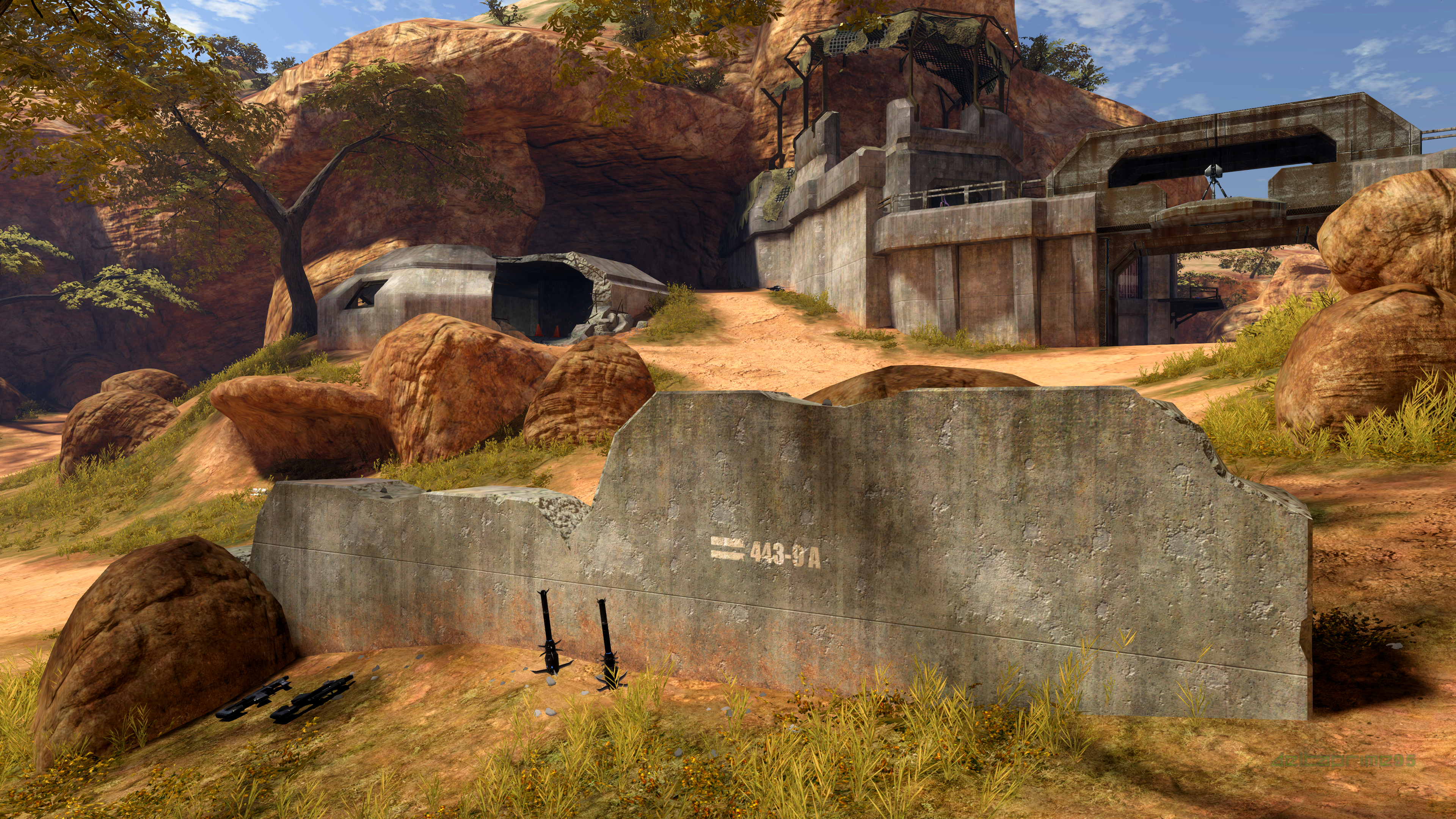 In Game Screen Shot PC Gaming Halo 3 High Ground Multiplayer Map Africa Bunker Fortress Grenades Tur 3840x2160