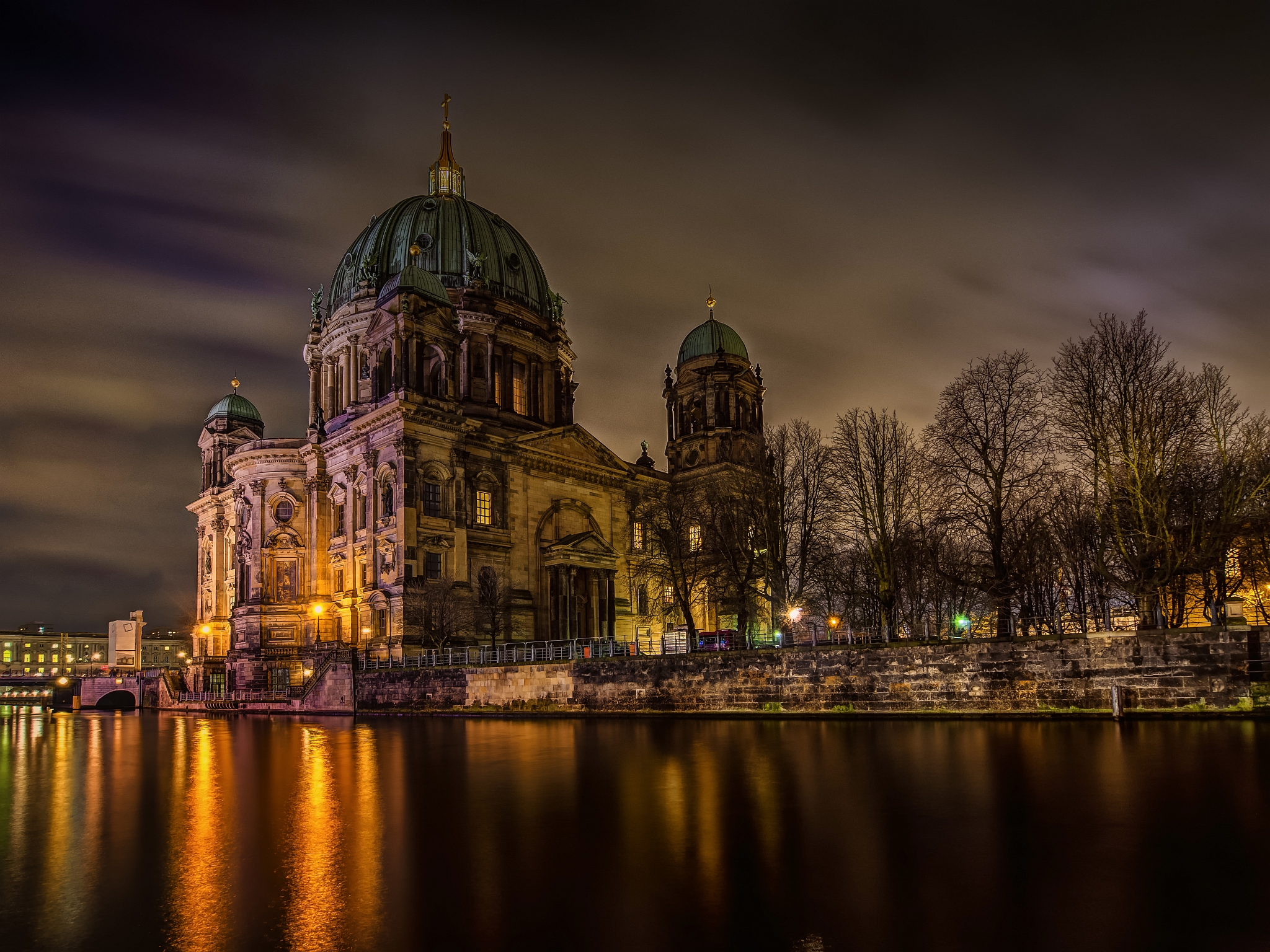 Architecture Berlin Berlin Cathedral Cathedral City Dome Germany Light Night Religious 2048x1536