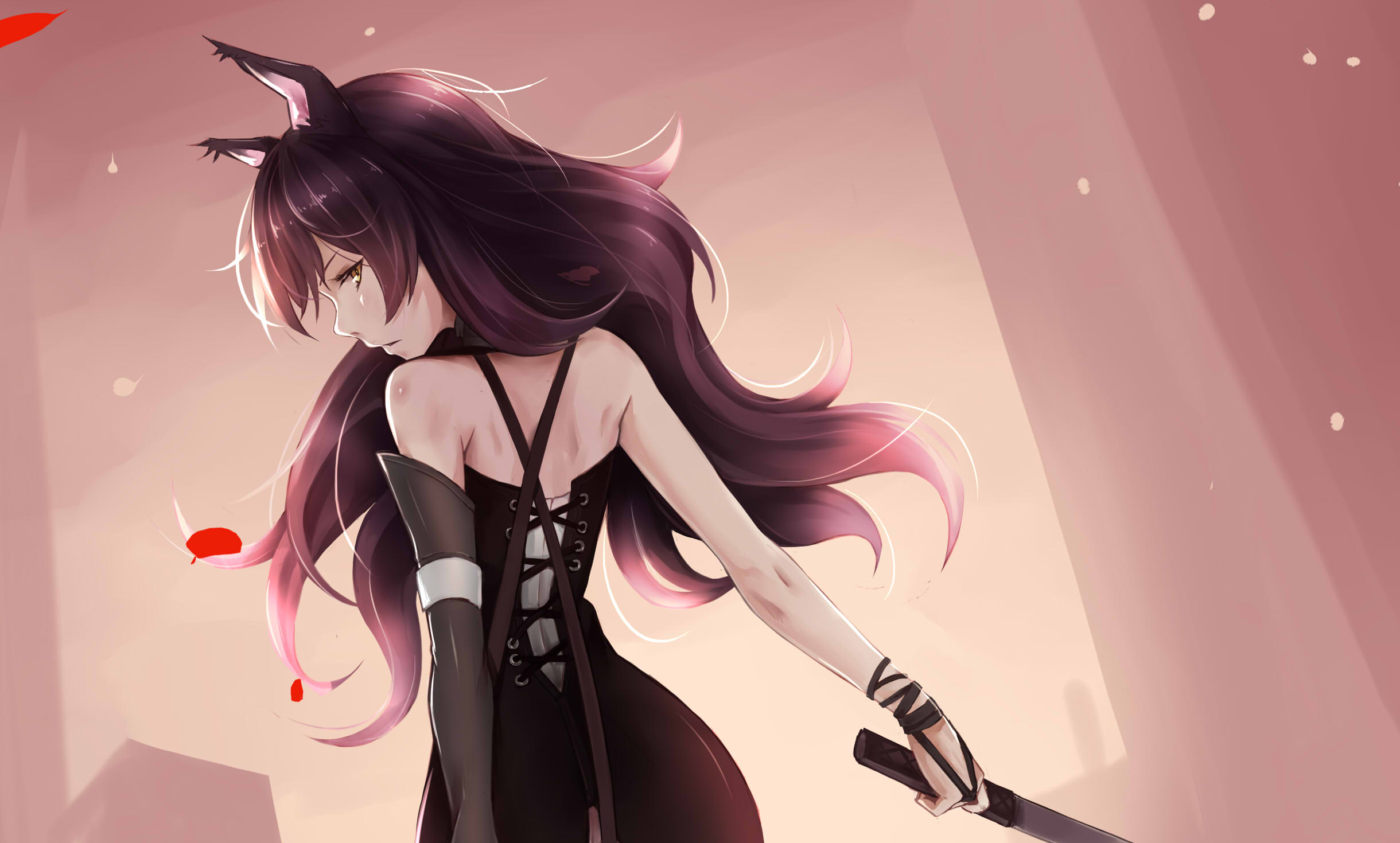 Animal Ears Blake Belladonna Girl Katana Long Hair Purple Hair Rwby Rear Sword 2440x1470