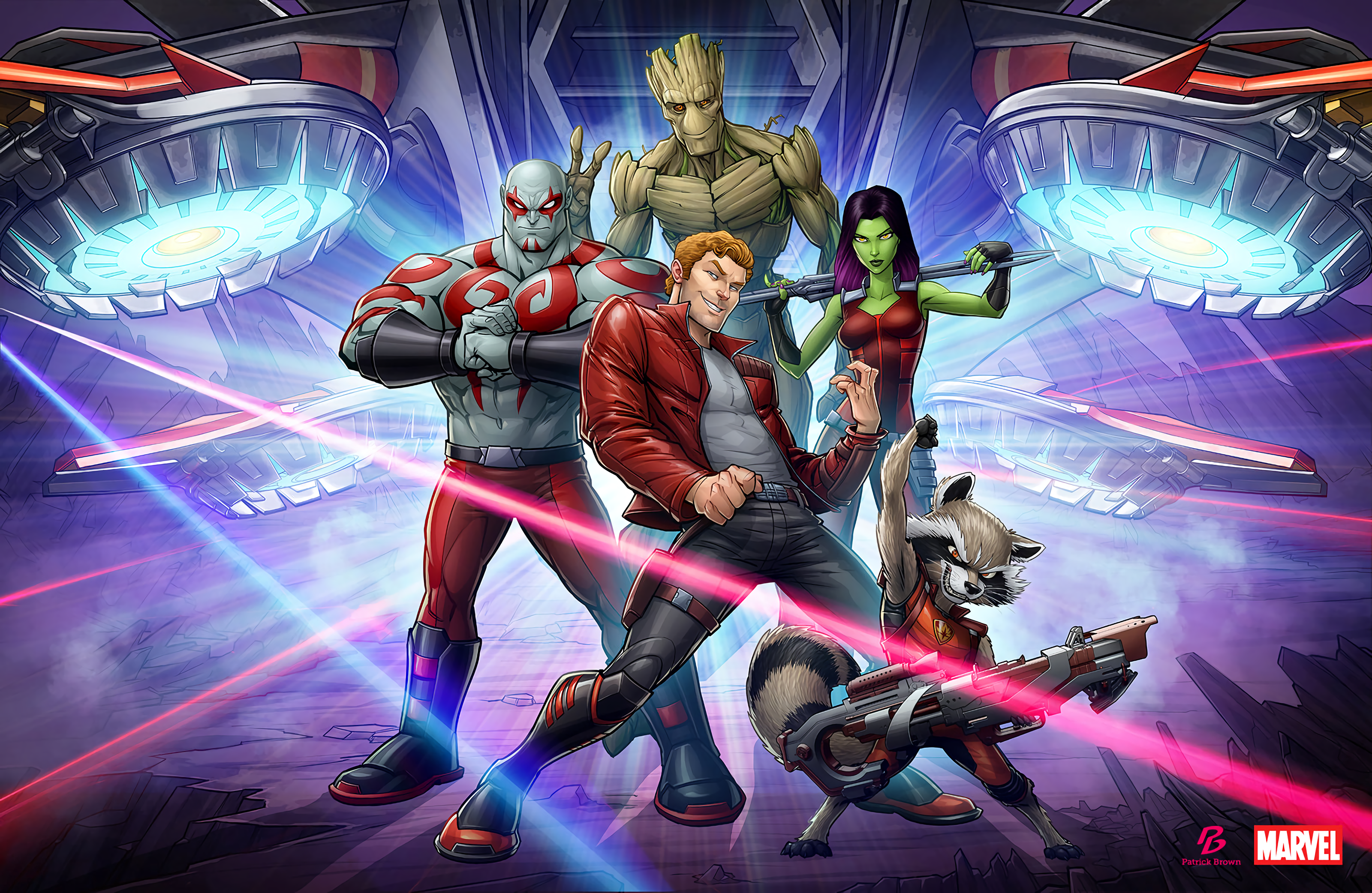 Drax The Destroyer Gamora Groot Guardians Of The Galaxy Marvel Comics Peter Quill Rocket Raccoon Sta 3200x2084