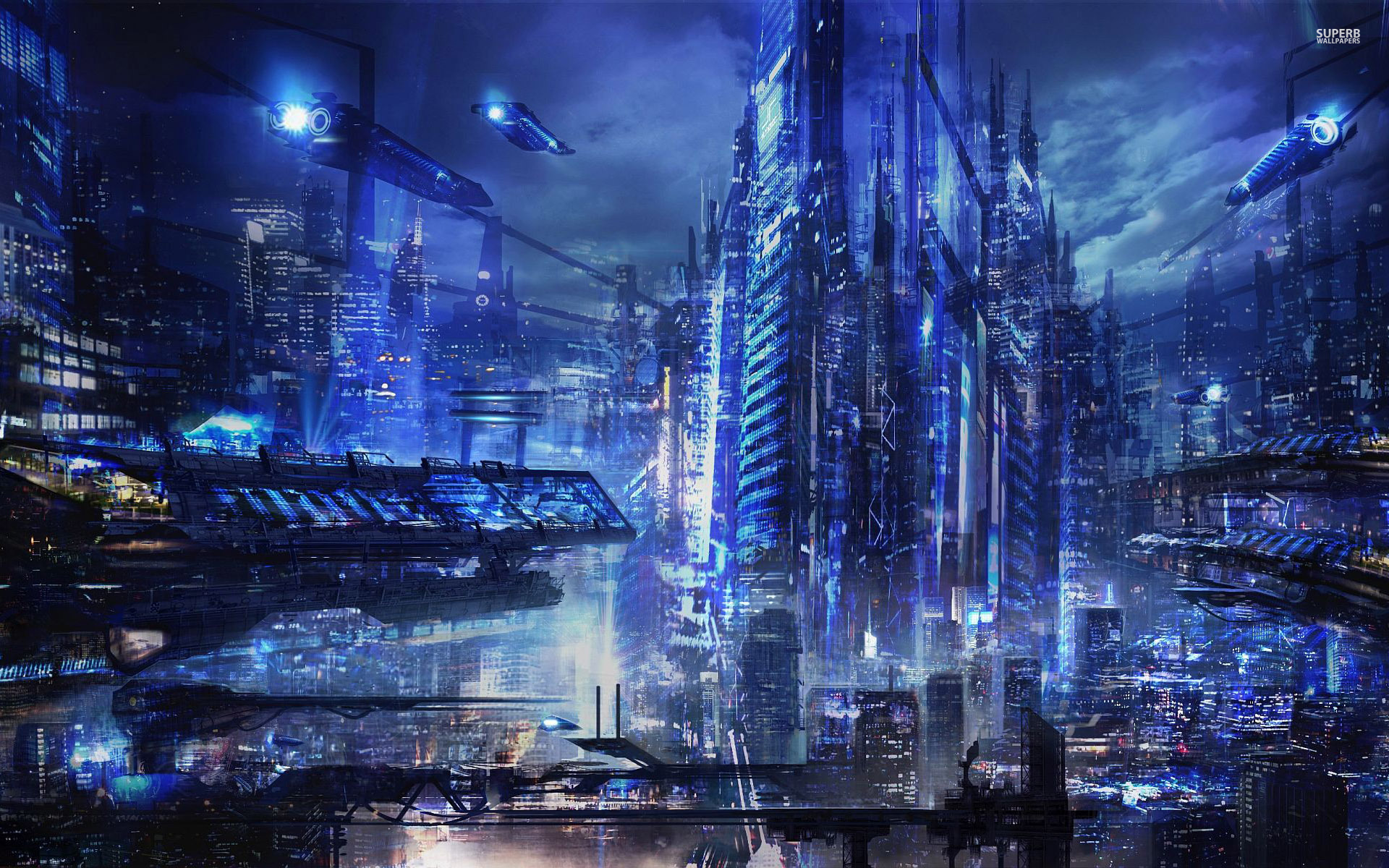 City Cyberpunk Cityscape 1920x1200