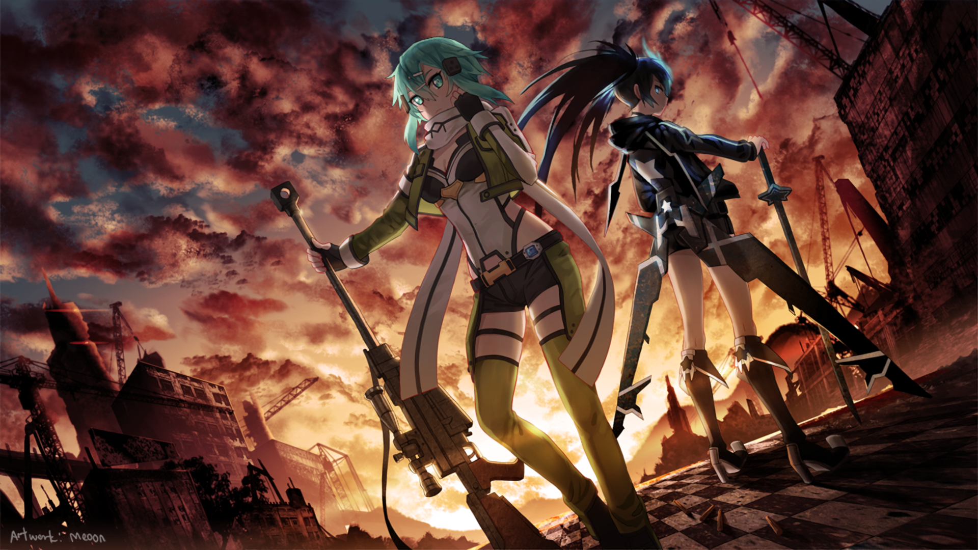 Black Rock Shooter Mato Kuroi Shino Asada Sinon Sword Art Online Sword Art Online Ii 1920x1080