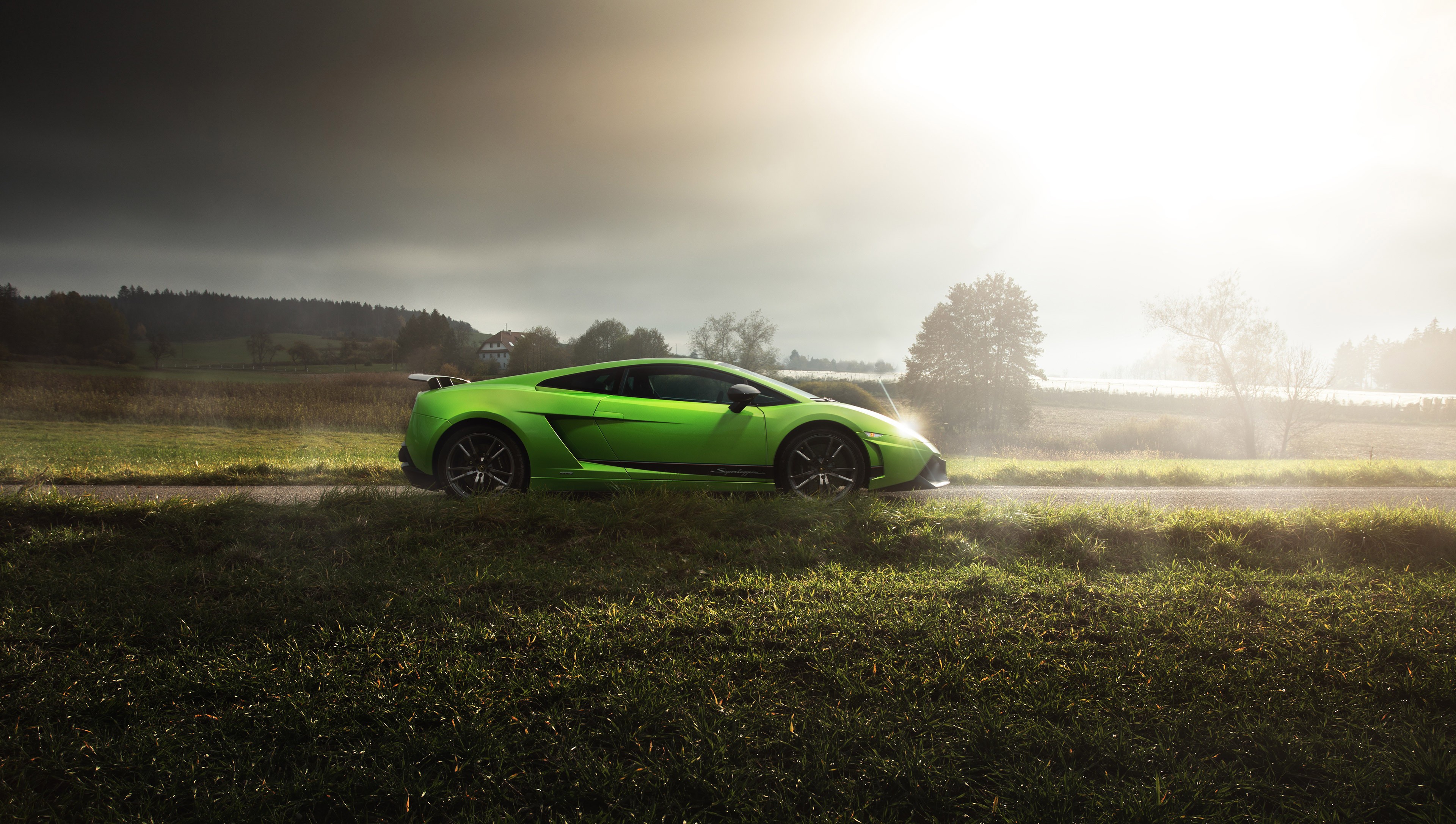Car Green Car Lamborghini Lamborghini Gallardo Sport Car Supercar Vehicle 3840x2173