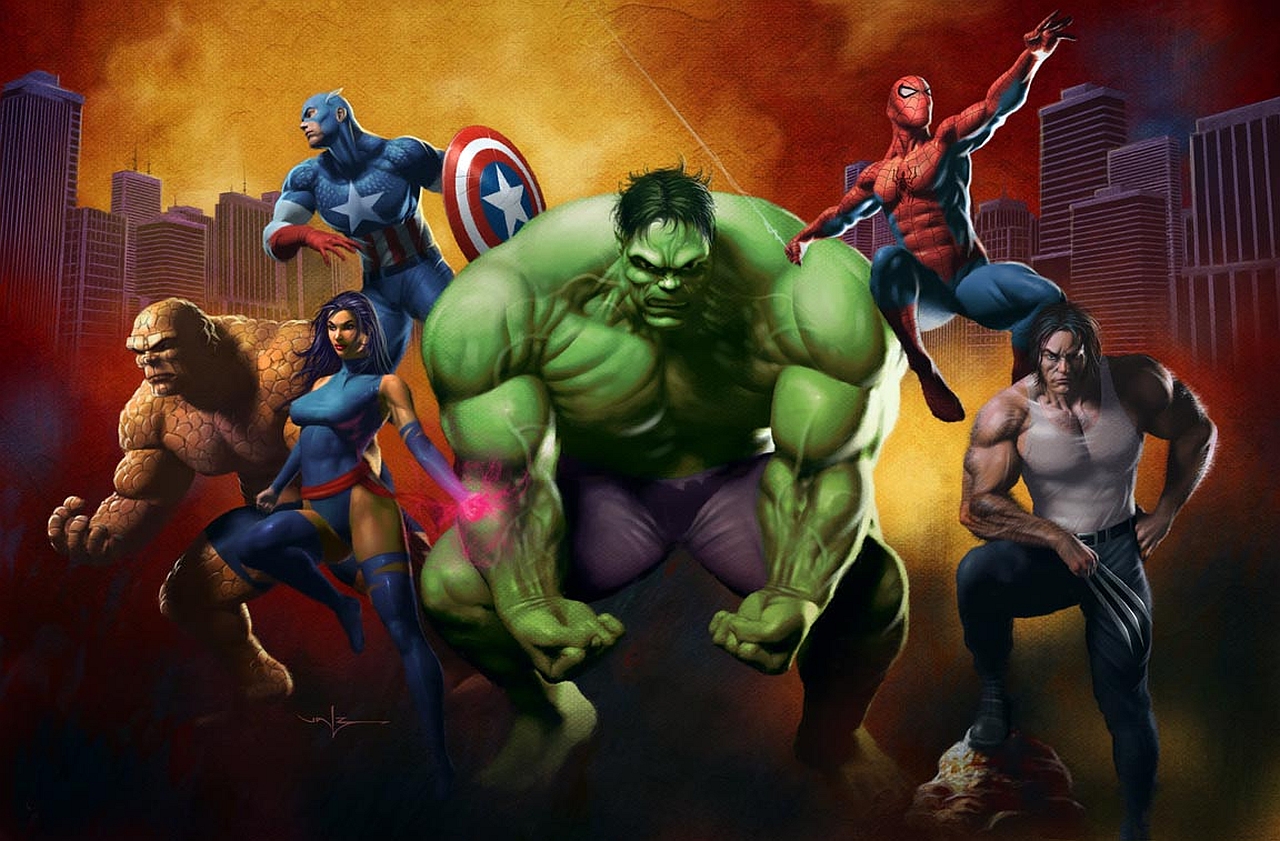 Captain America Hulk Marvel Comics Psylocke Marvel Comics Spider Man Thing Marvel Comics Wolverine 1280x841