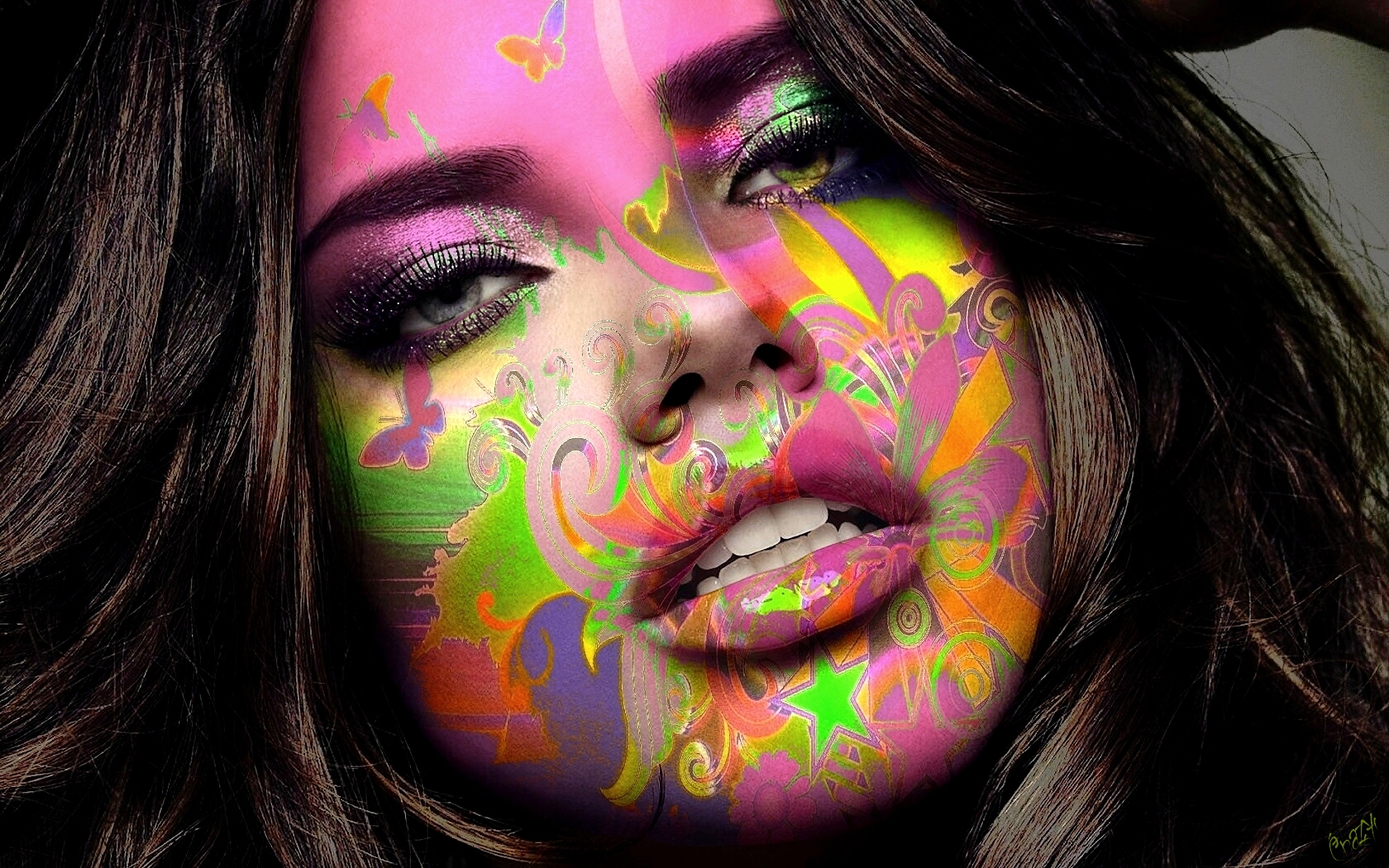 Adriana Lima Artistic Face Woman 1680x1050