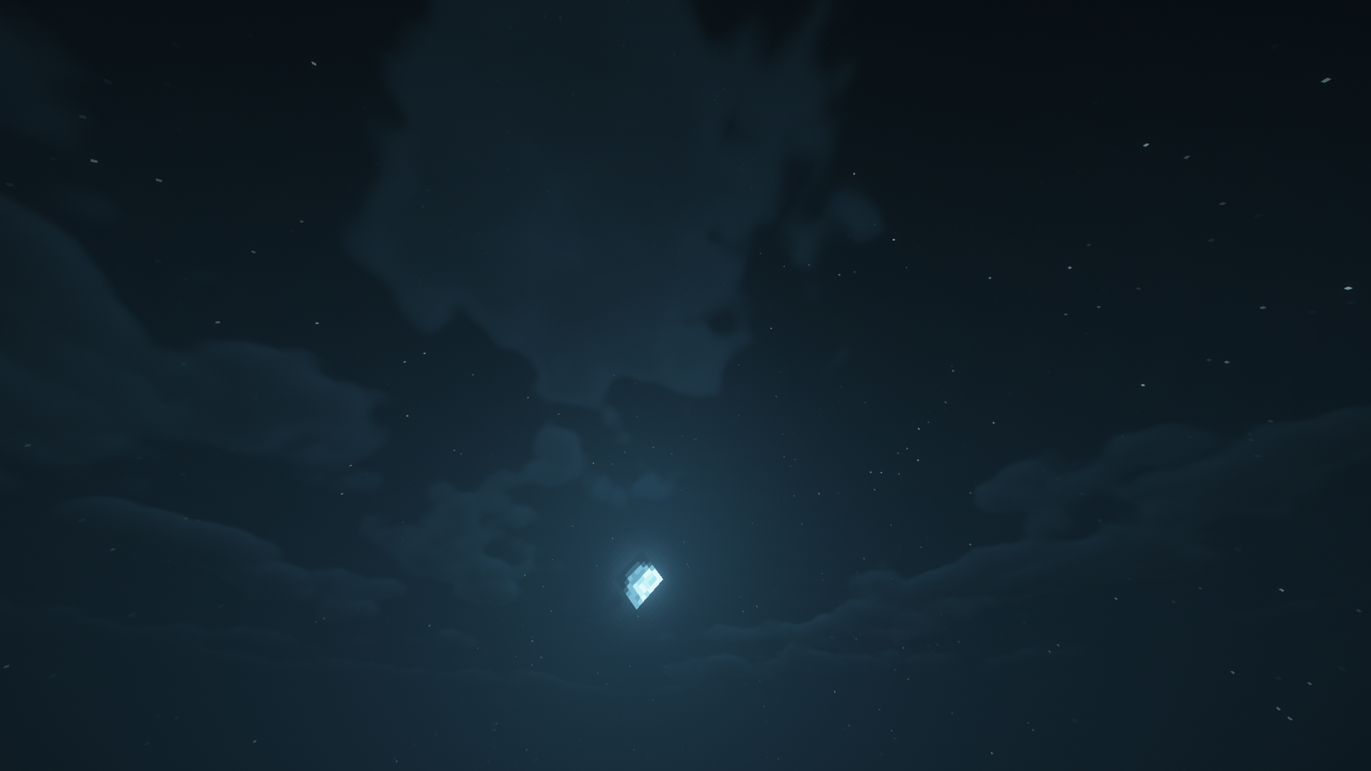 Minecraft Night Moon Rays Stars Clouds Light Blue 1920x1080