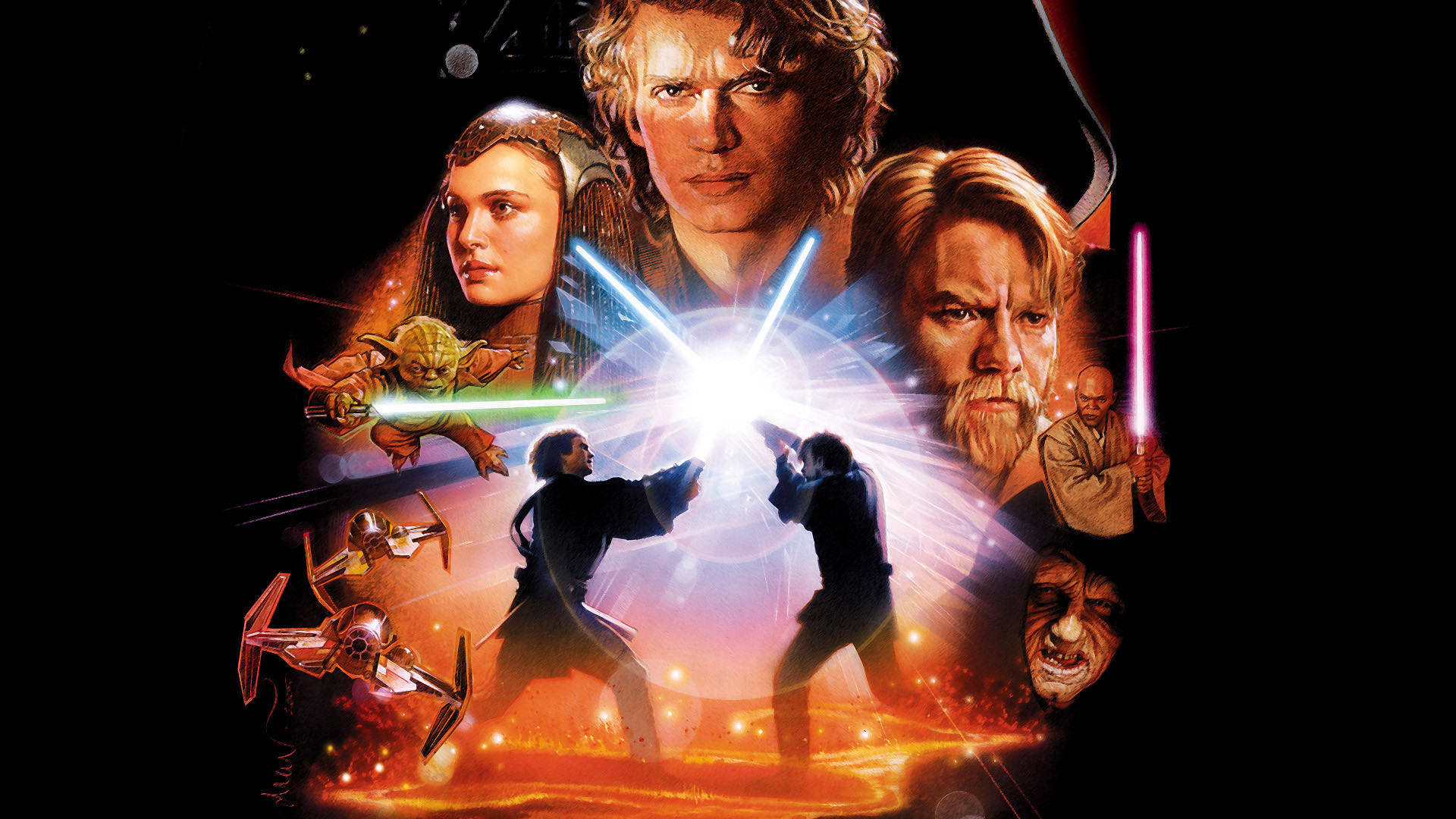 Anakin Skywalker Emperor Palpatine Mace Windu Obi Wan Kenobi The Emperor Star Wars Yoda 1920x1080