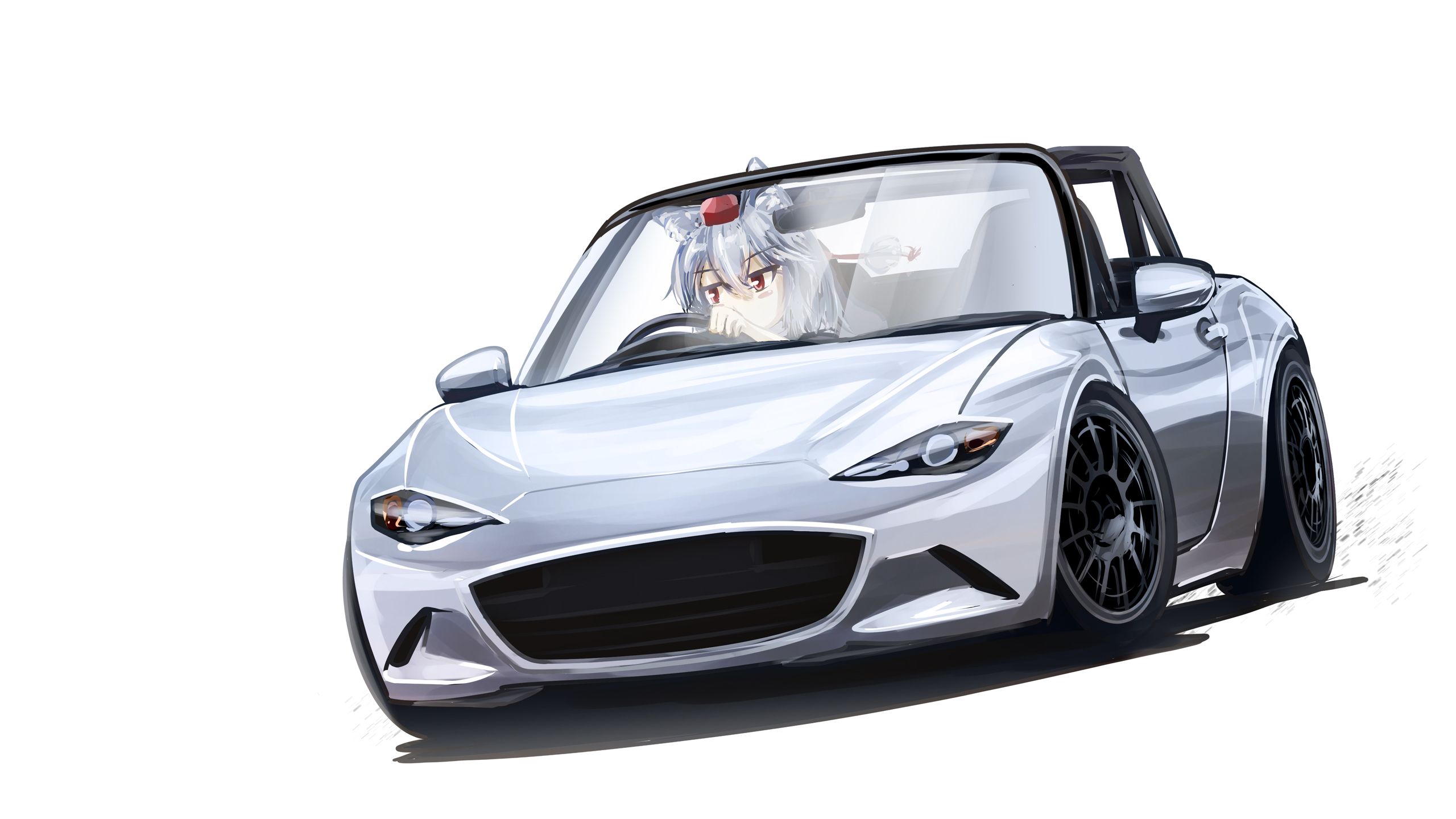 Mazda MX 5 Car Mazda Touhou Inubashiri Momiji White Background Minimalism Anime Girls 2560x1440