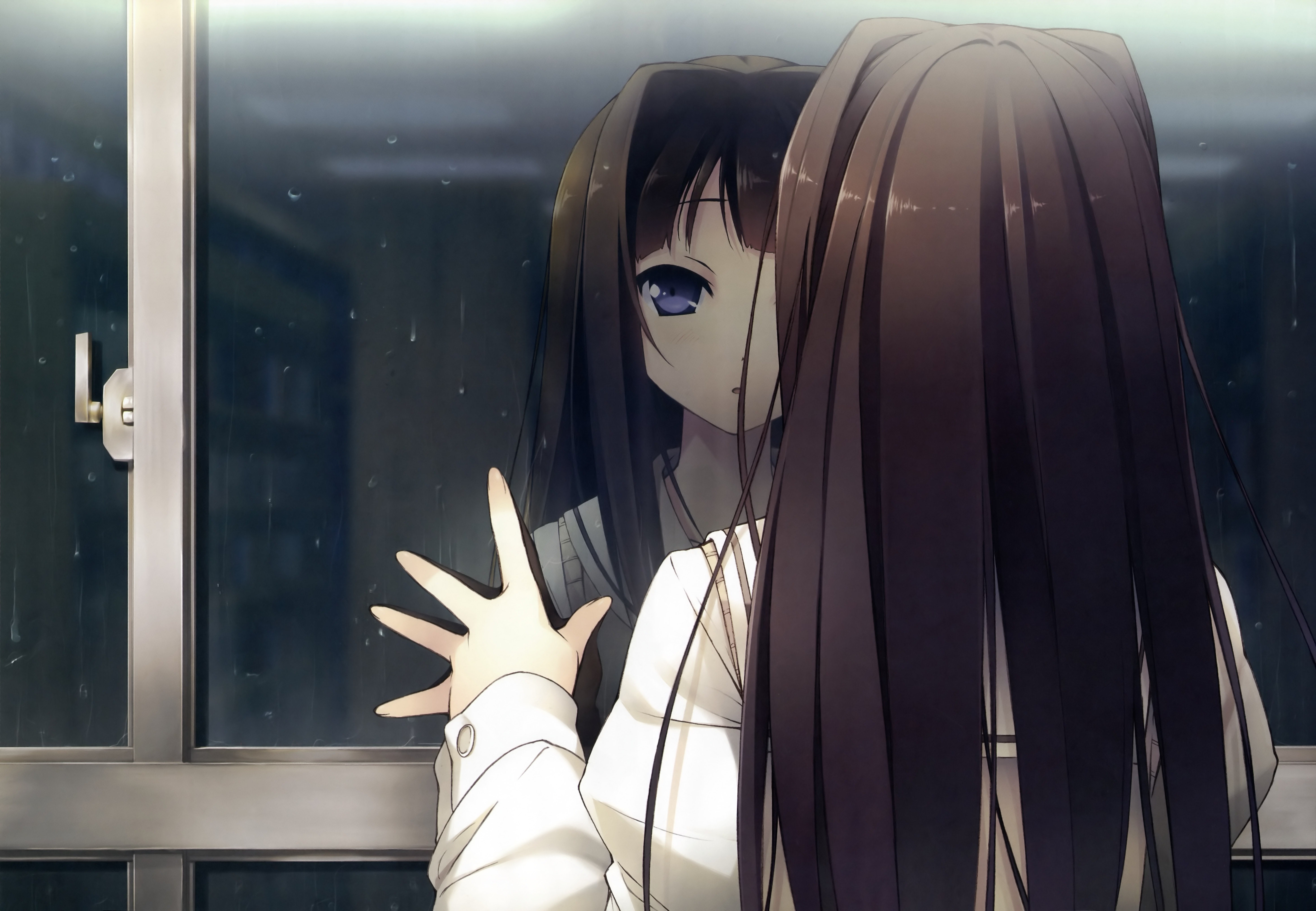 Ayase Sayuki Girl Rain Reflection Window 5873x4066