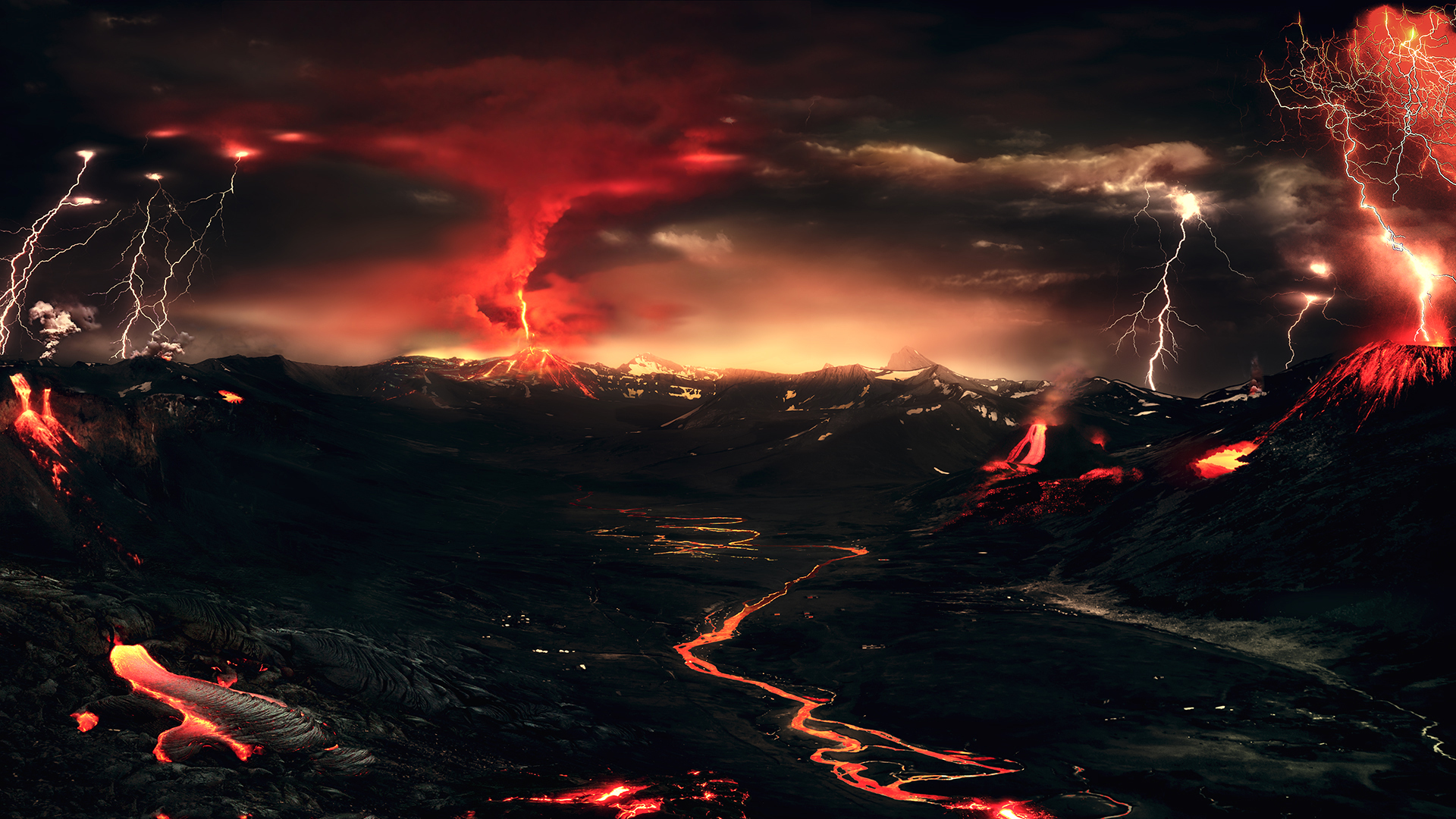 Landscape Lava Volcano 1920x1080