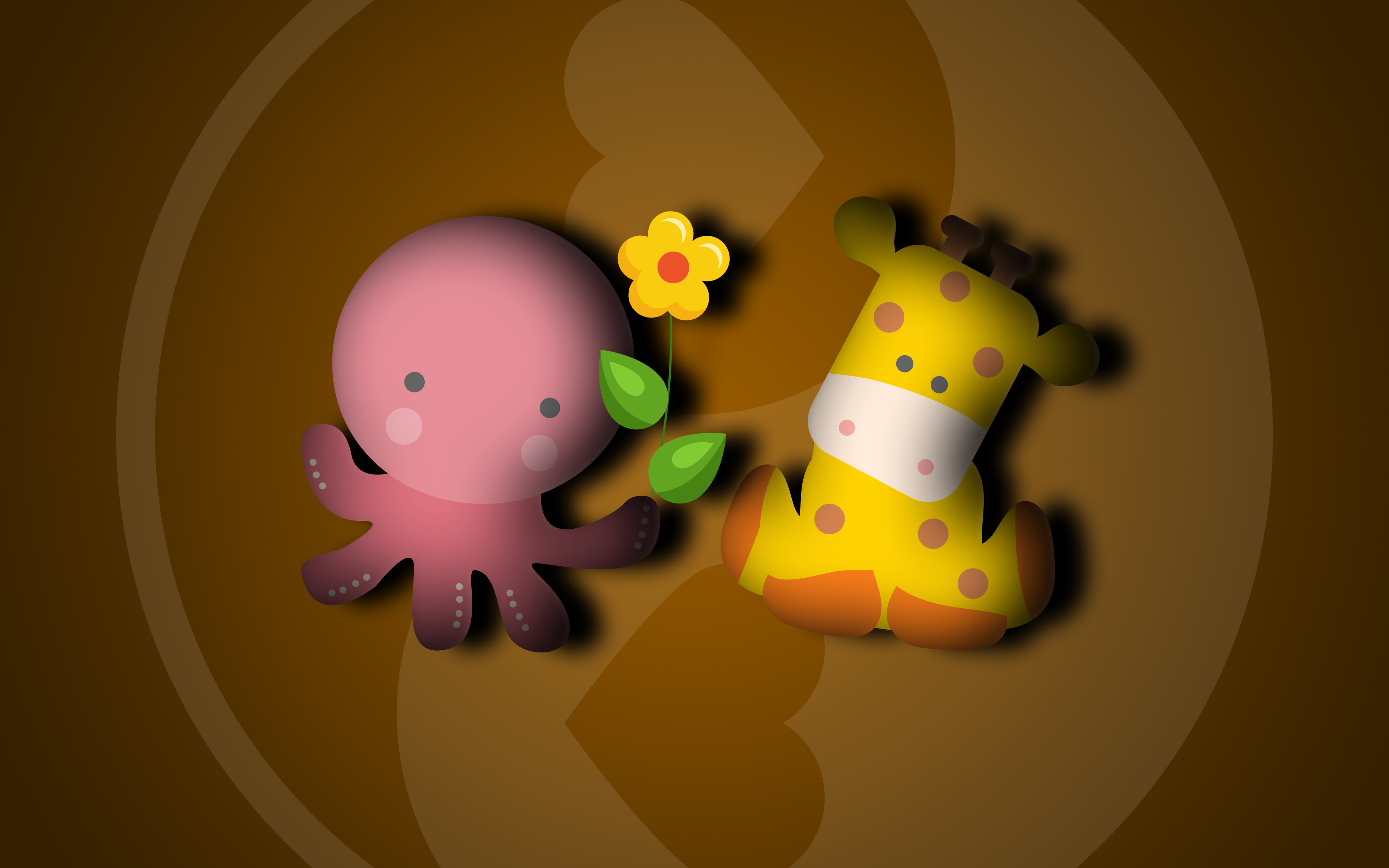 Animal Flower Giraffe Love Octopus 3840x2400