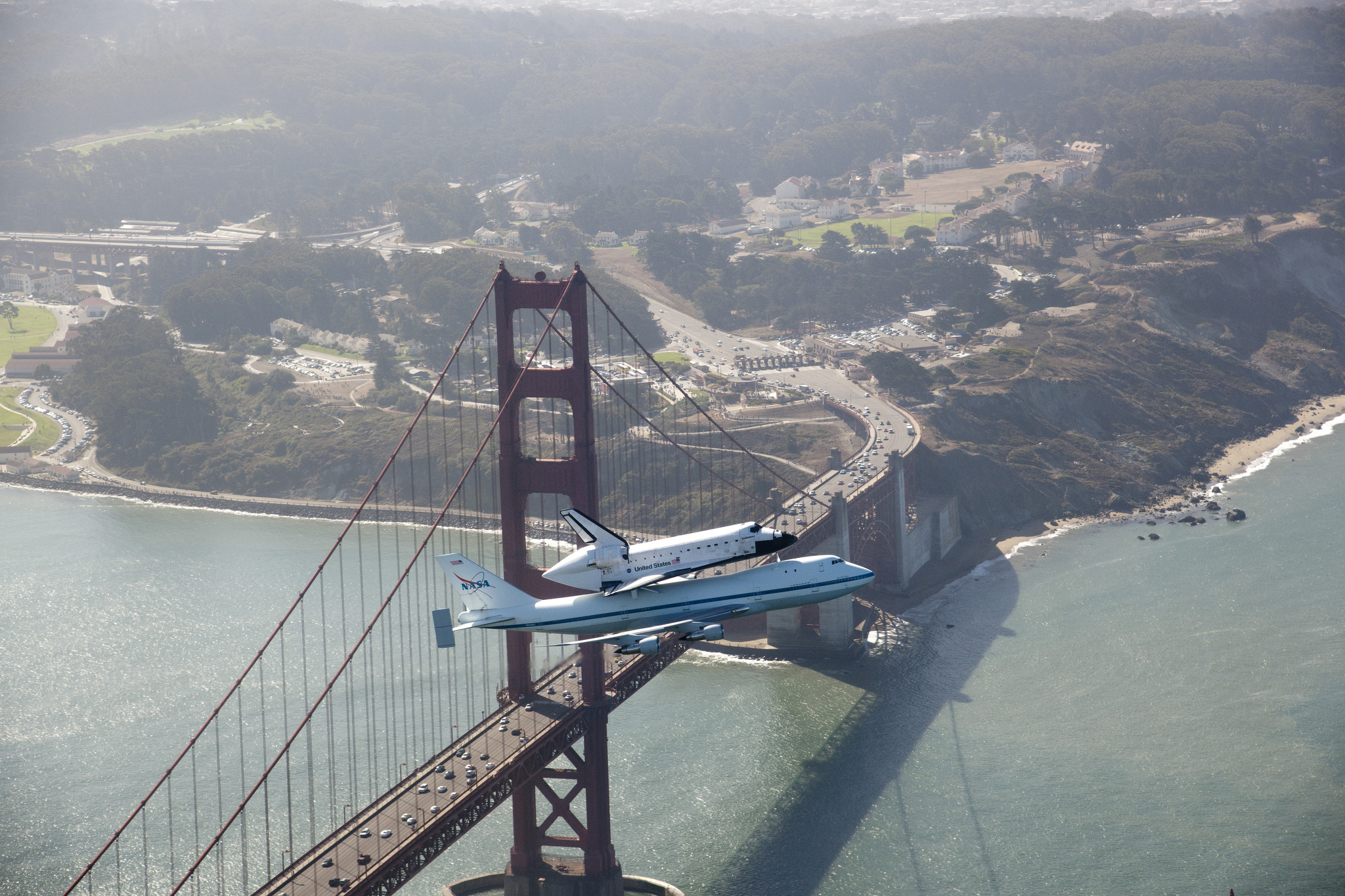 Aerial Airplane Bridge Coast Golden Gate Nasa Ocean San Francisco Shuttle 2048x1365
