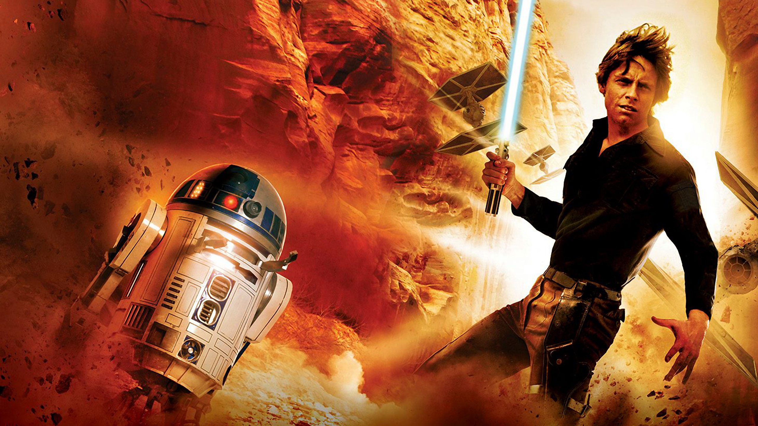 Lightsaber Luke Skywalker R2 D2 Star Wars 2560x1440