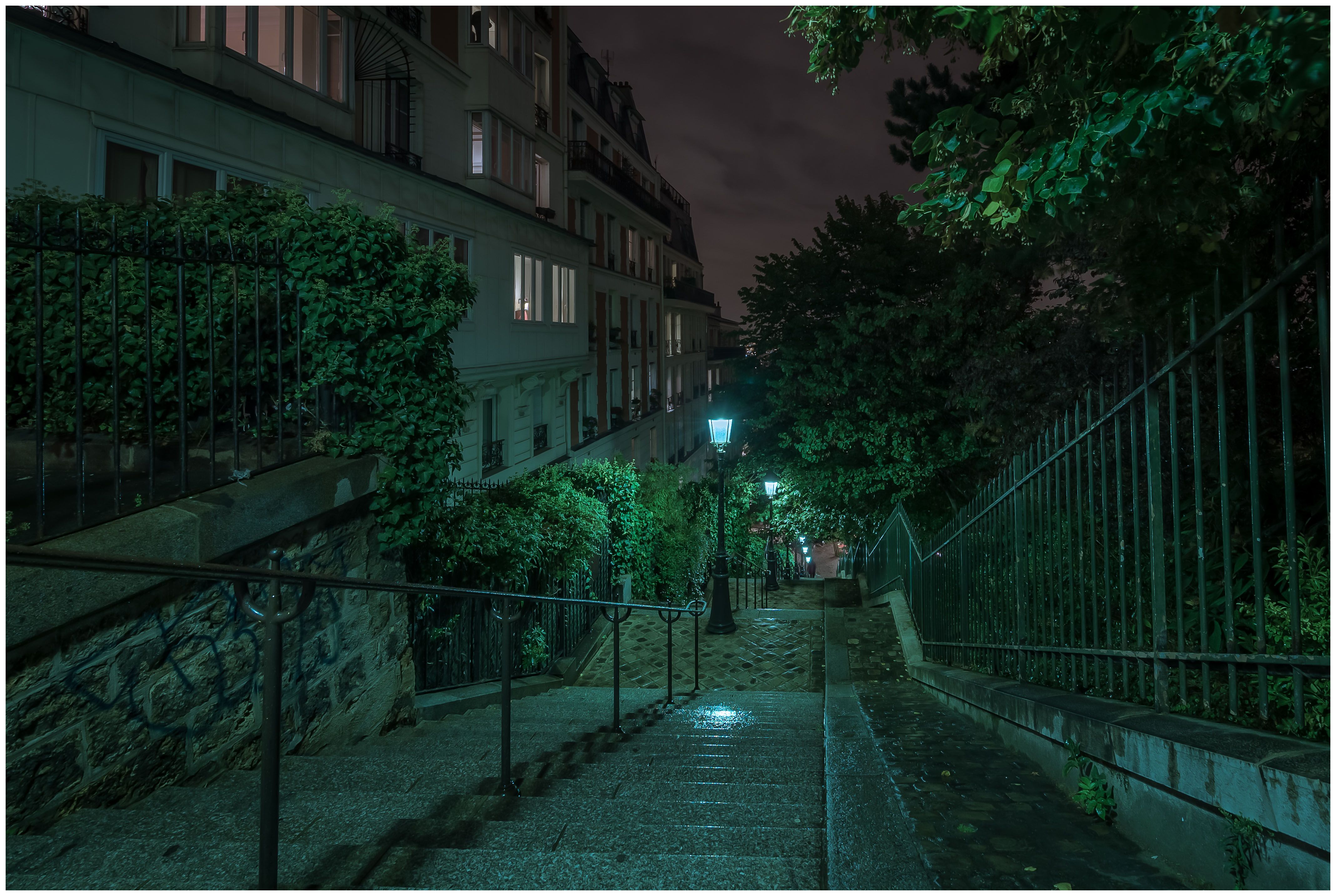 Lamp Post Montmartre Paris Stairs 4273x2866