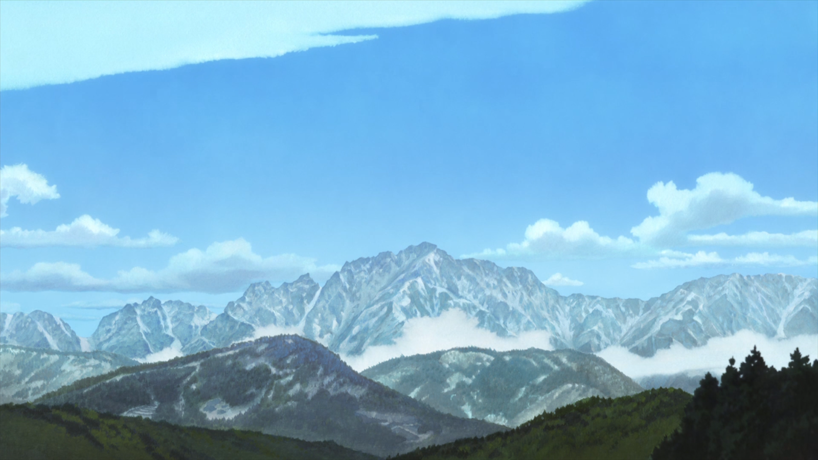 Anime Landscape Mountain Wolf Children 1600x900