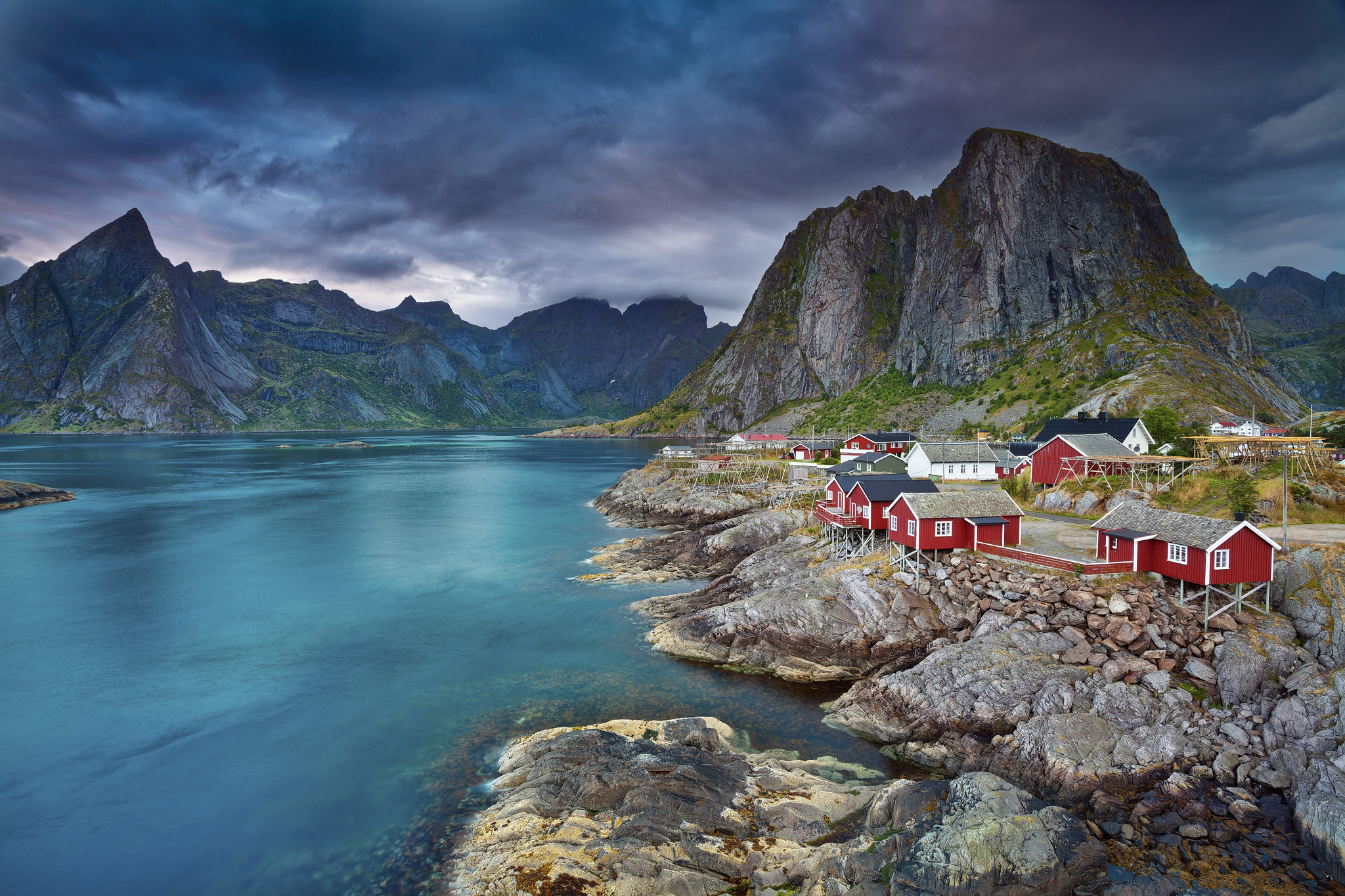 House Landscape Lofoten Mountain Norway Village 2048x1365