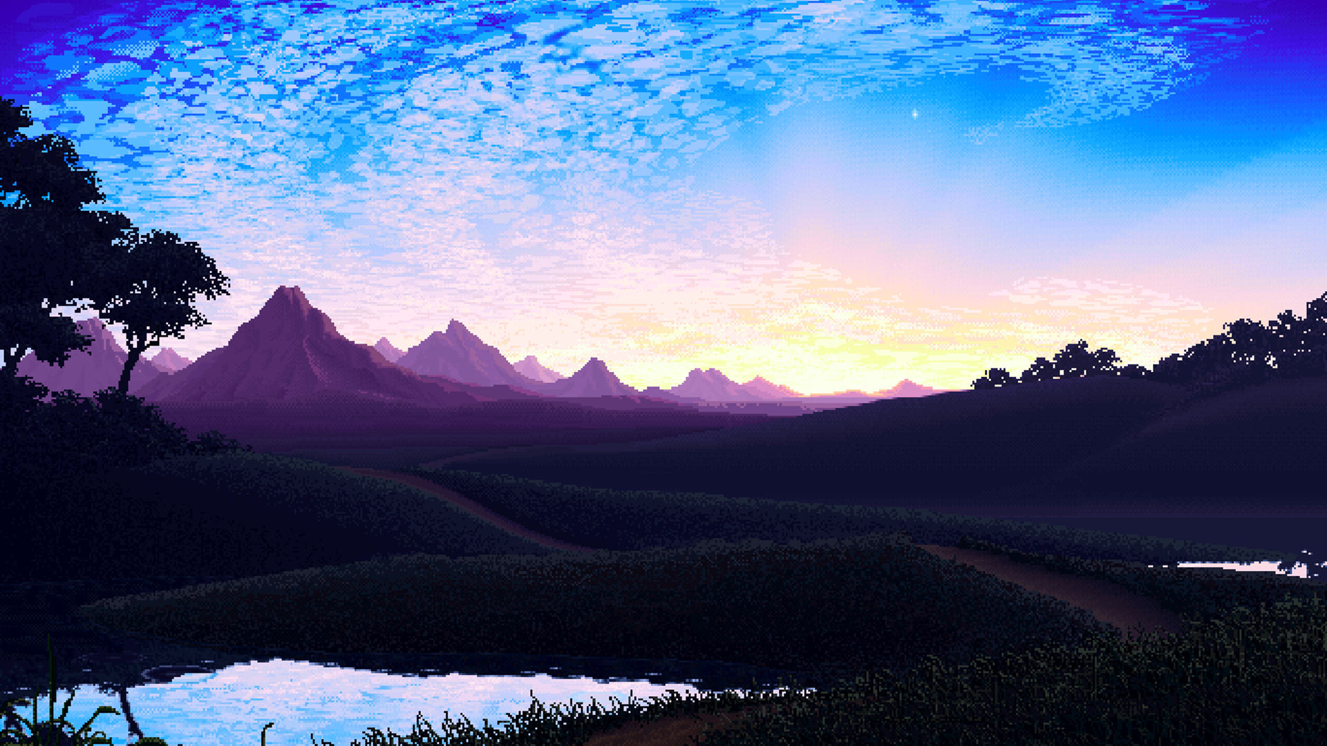 Blue Lake Landscape Pixel Sky Water 1920x1079