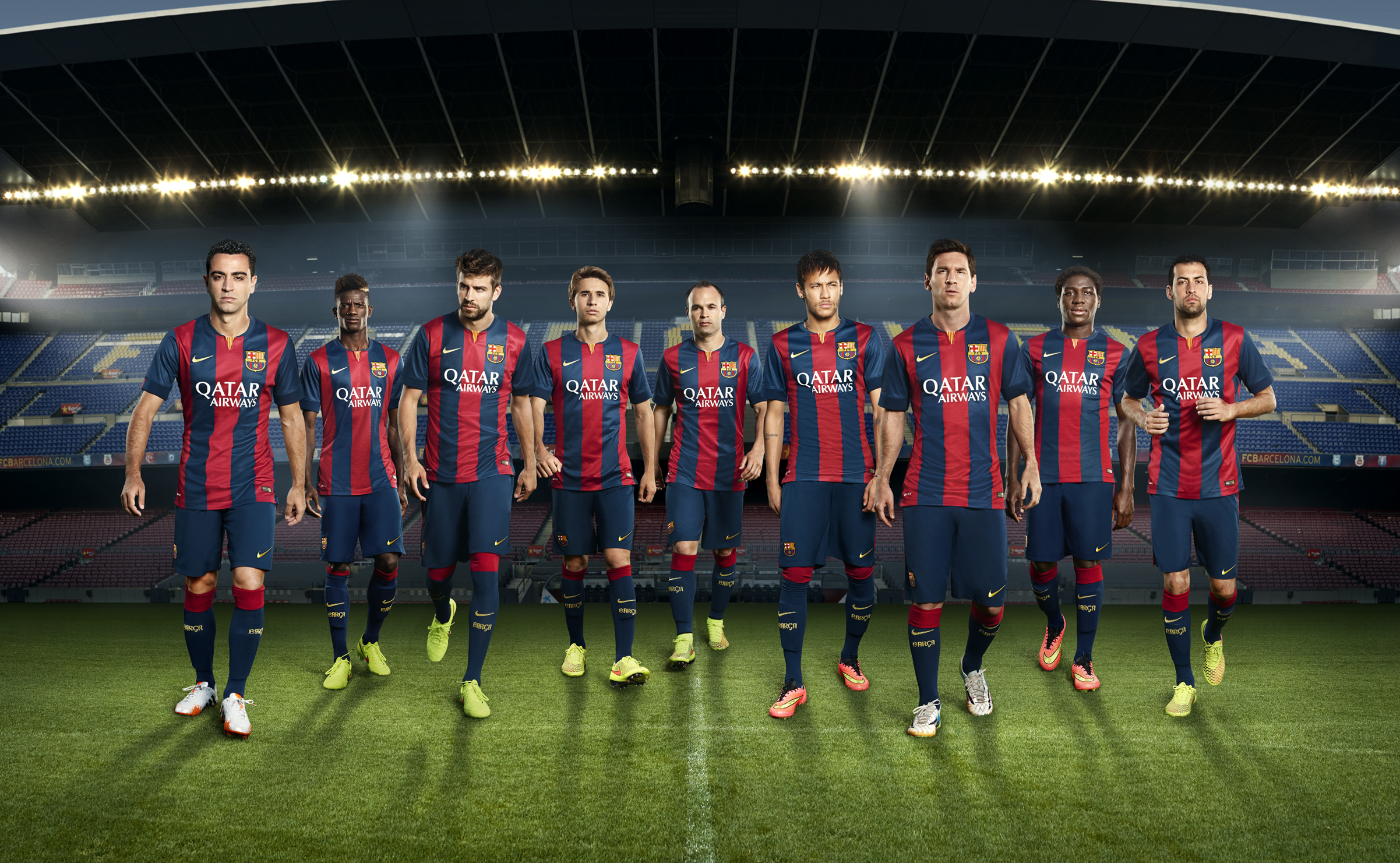 Andres Iniesta Camp Nou Fc Barcelona Gerard Pique Lionel Messi Neymar Soccer Xavier Hernandez 2403x1481