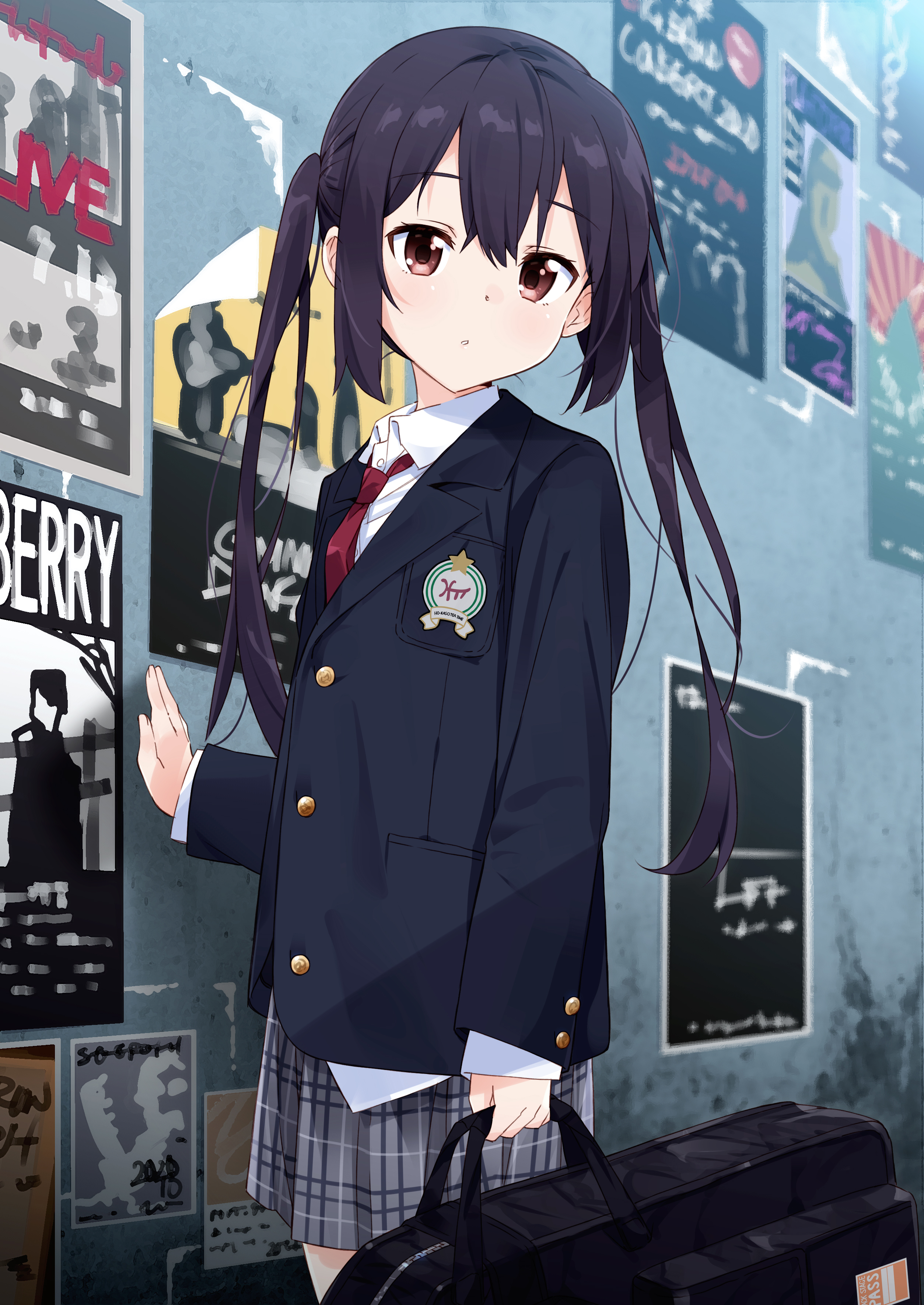 Anime Anime Girls K ON Nakano Azusa School Uniform Schoolgirl Twintails 2508x3541