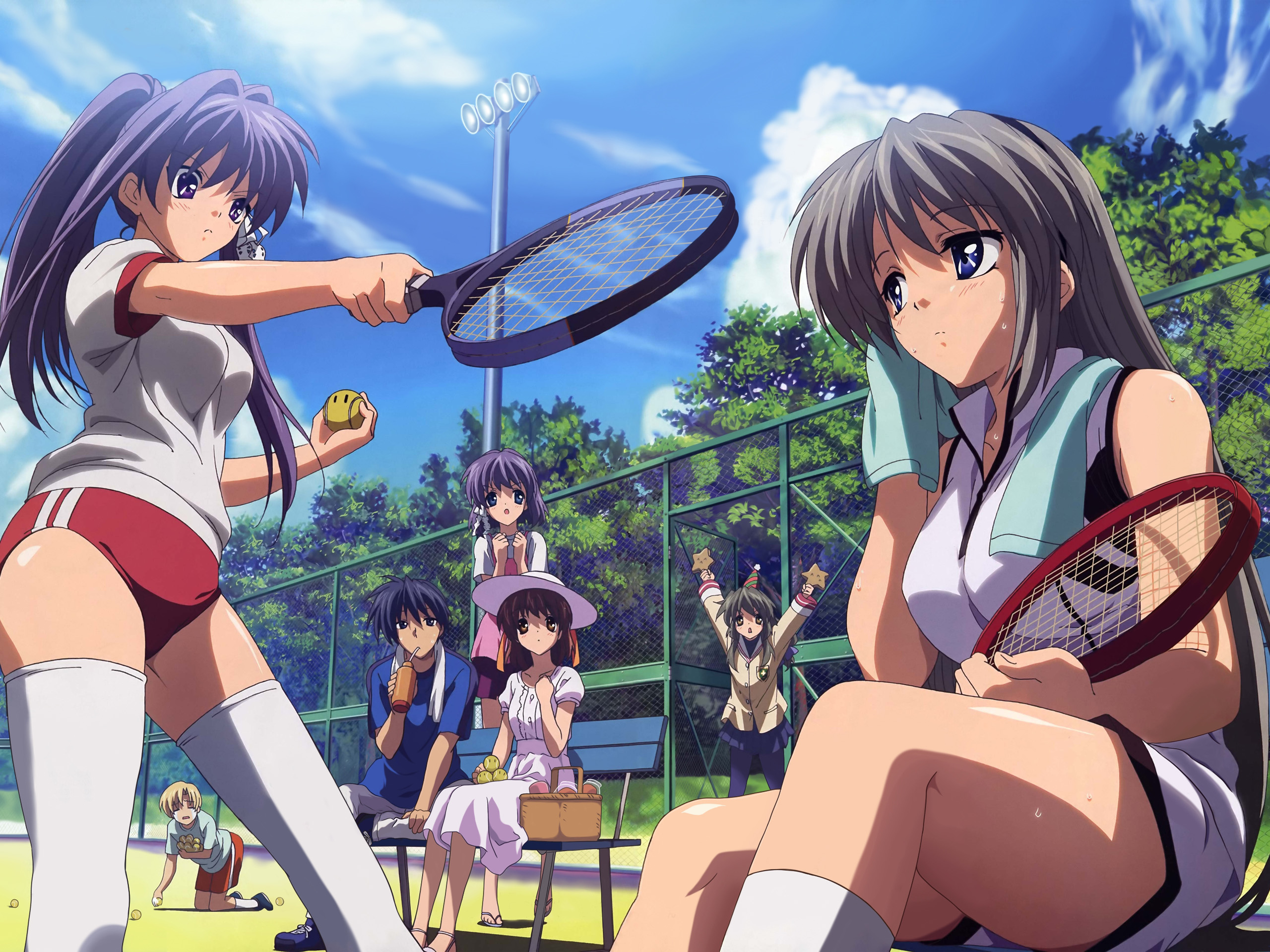 Anime Boy Clannad Dress Fuuko Ibuki Girl Kyou Fujibayashi Nagisa Furukawa Ryou Fujibayashi Shorts Si 2560x1920