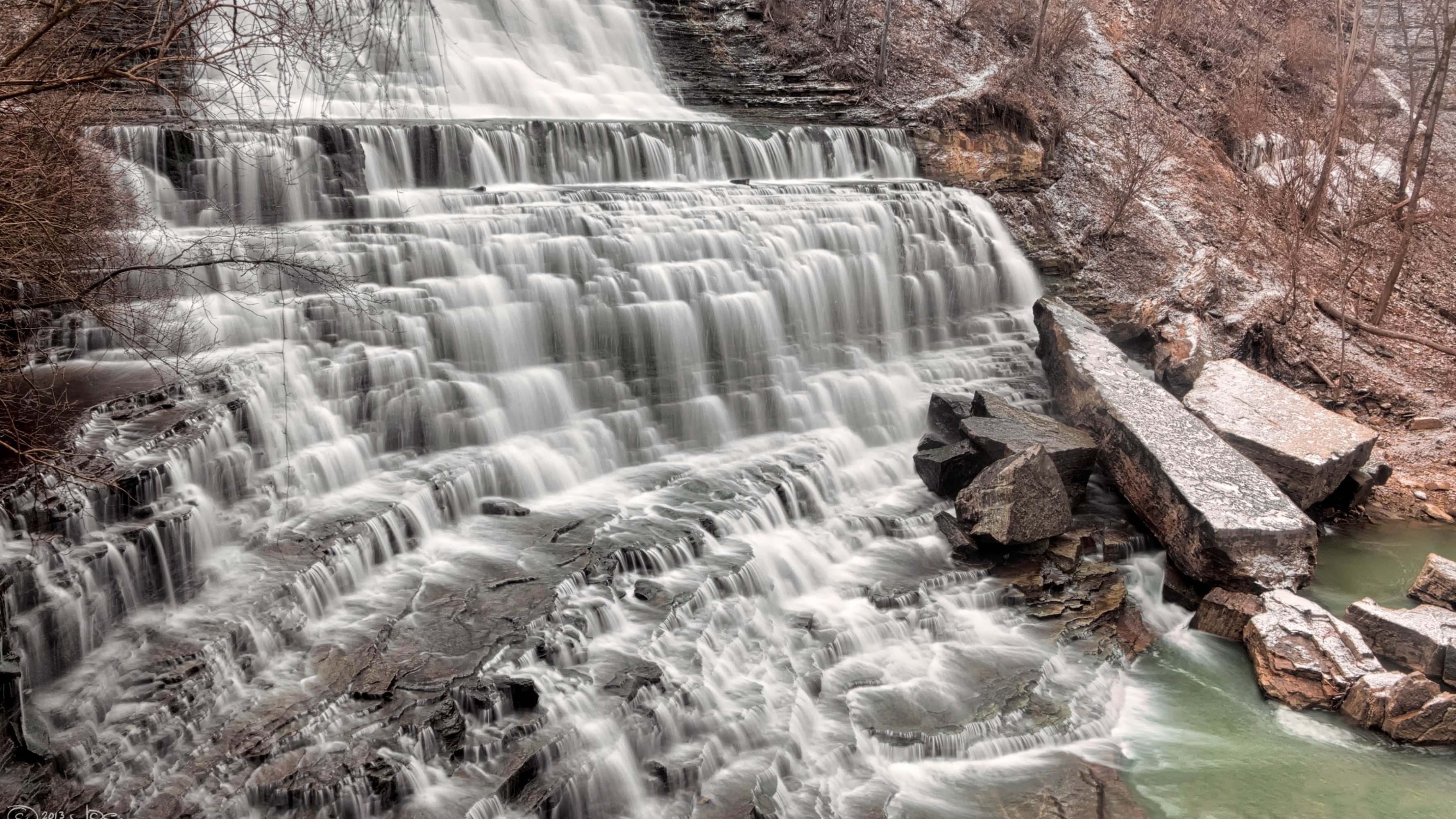 Albion Falls Canada Rock Waterfall 3554x1999