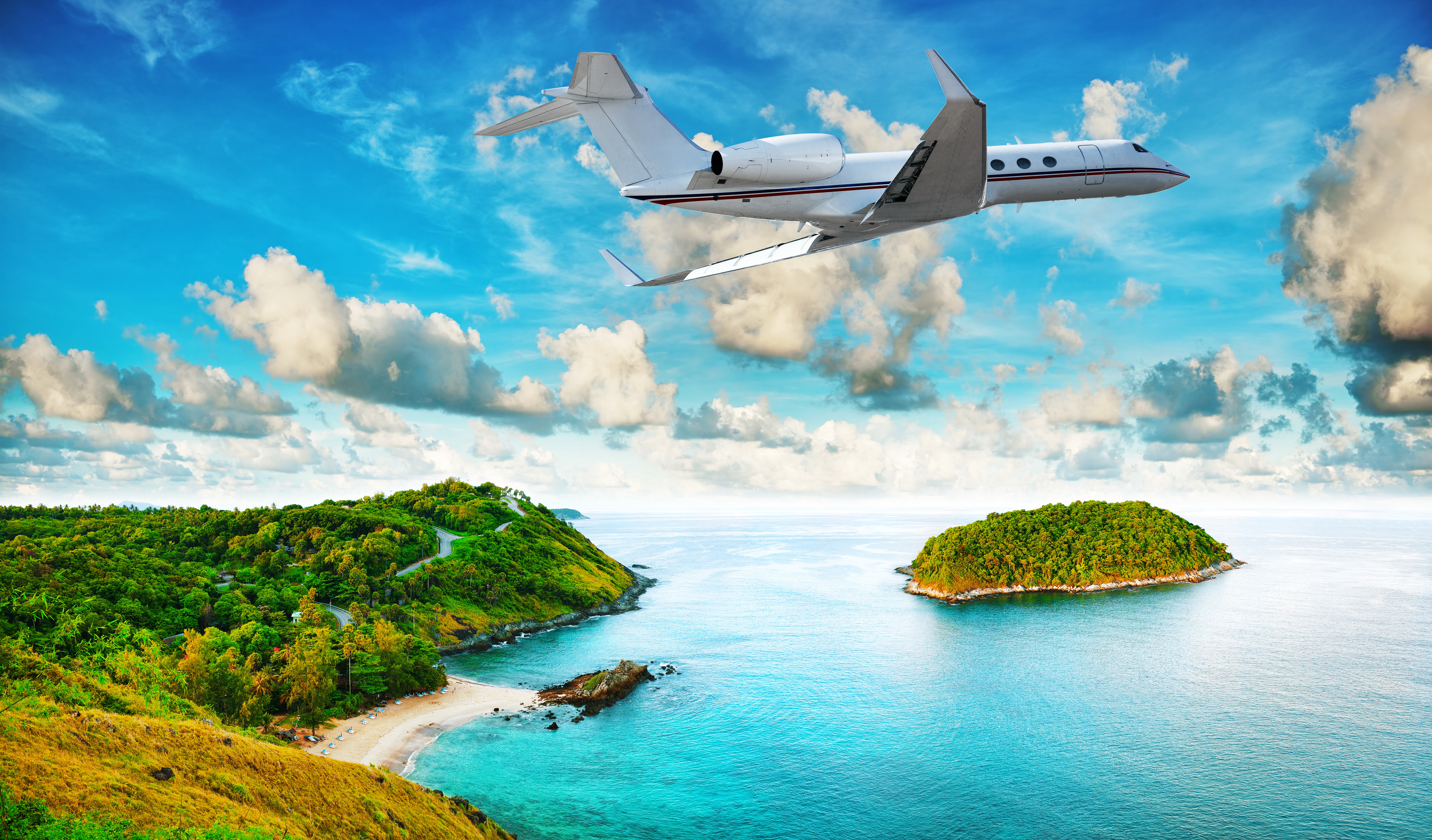 Airplane Artistic Bora Bora Island Jet Ocean Tropical 6000x3520