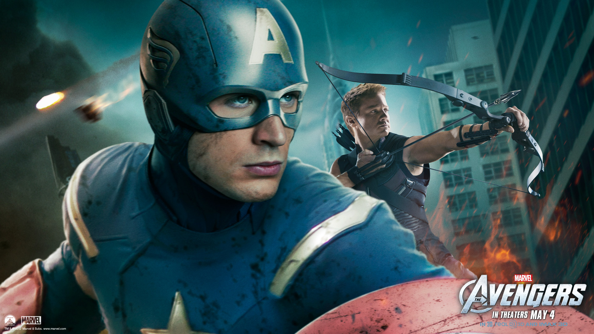 Avengers Captain America Chris Evans Hawkeye Jeremy Renner 1920x1080