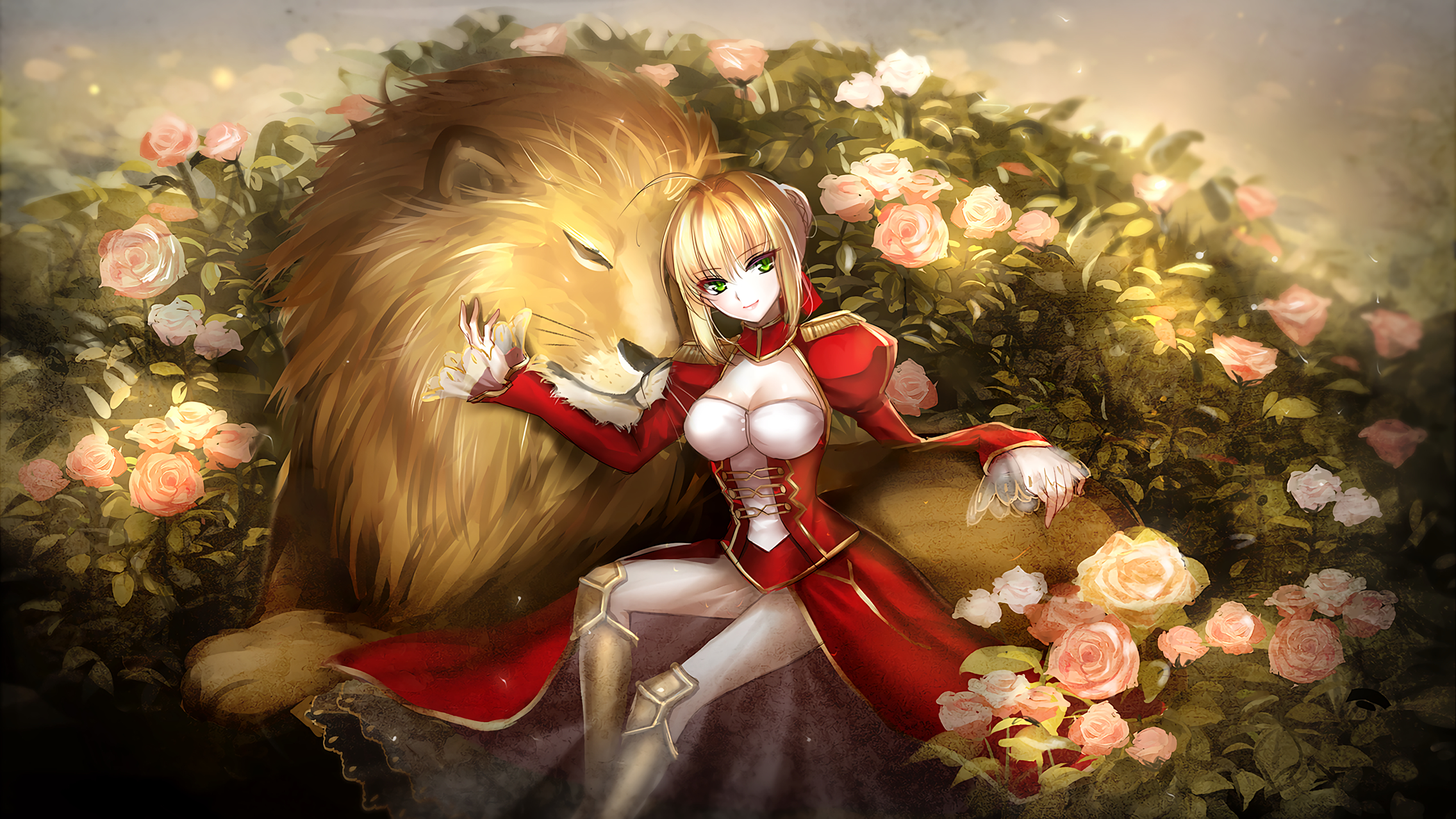Lion Red Saber Saber Fate Series 2560x1440