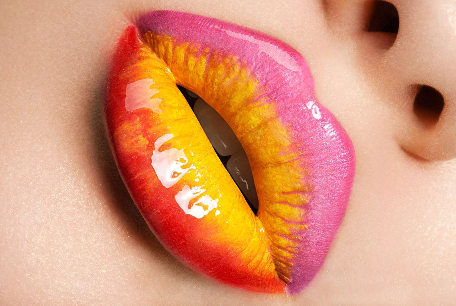 Close Up Colorful Colors Lips 1600x1076