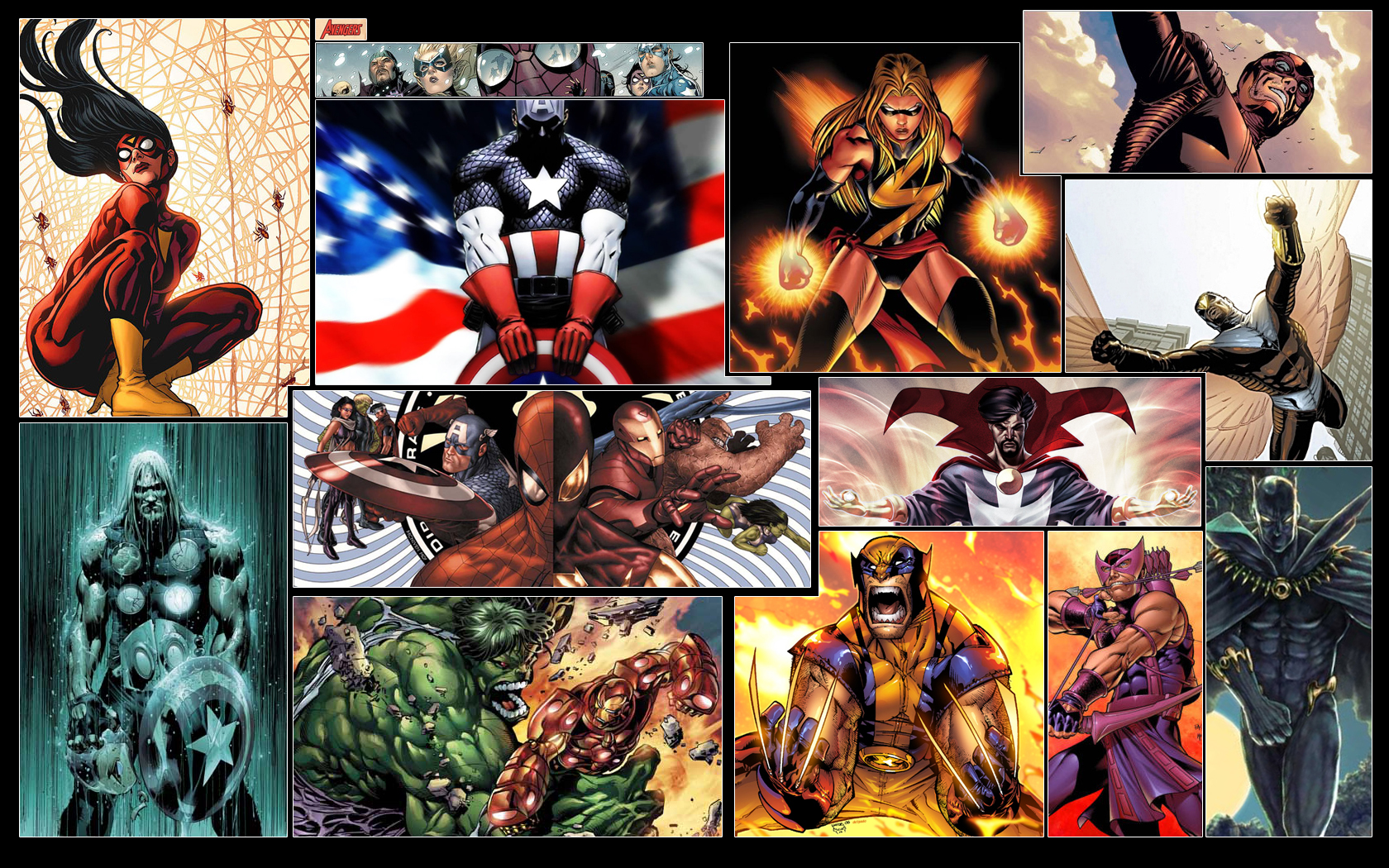 Black Panther Marvel Comics Captain America Doctor Strange Hawkeye Hulk Iron Man Ms Marvel Spider Ma 1680x1050
