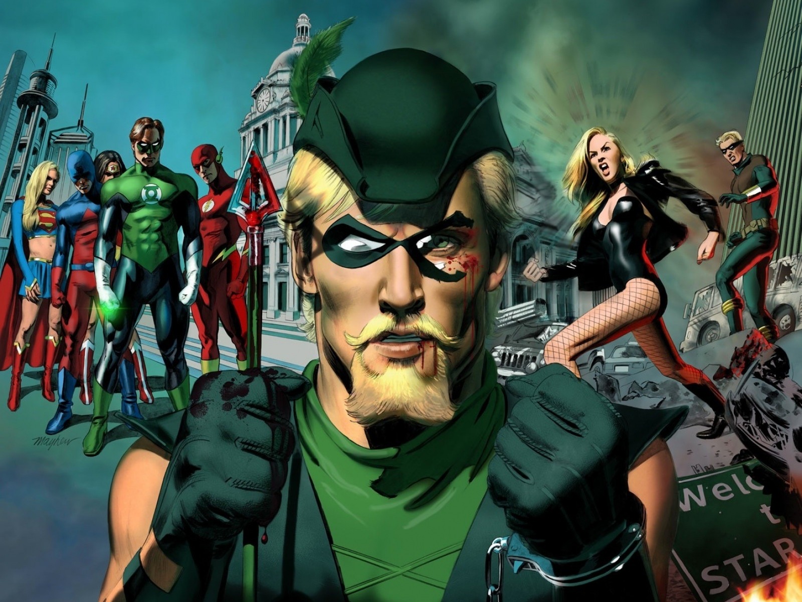 Atom Dc Comics Black Canary Dc Comics Flash Green Arrow Green Lantern Hal Jordan Kara Zor El Oliver  1600x1200