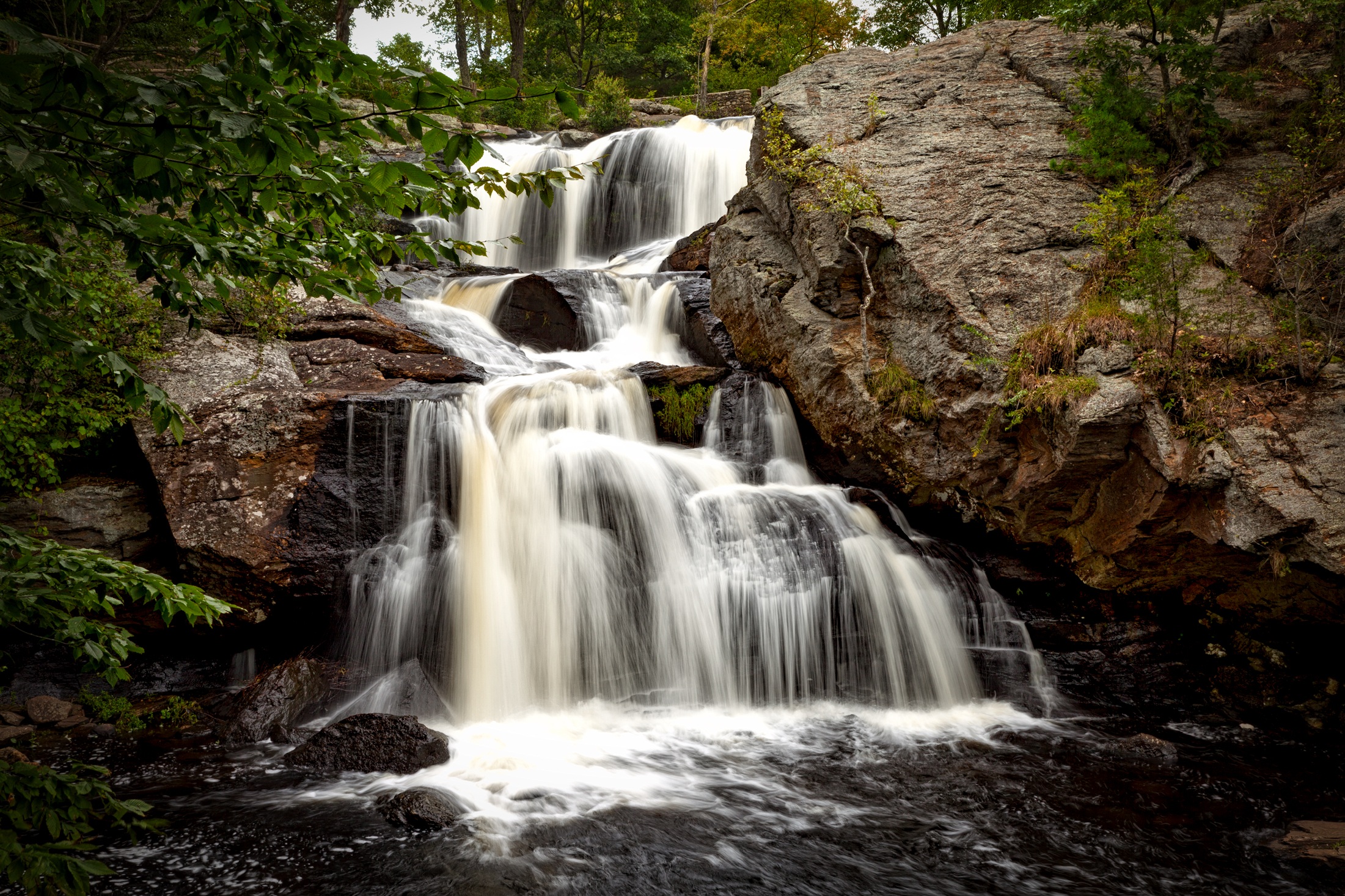 Connecticut Nature Rock Usa Water Waterfall 2201x1467