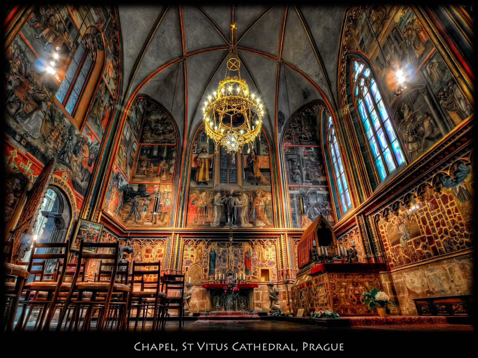 Arch Cathedral Chandelier Church Hdr Prague Religious St Vitus Cathedral 1600x1200