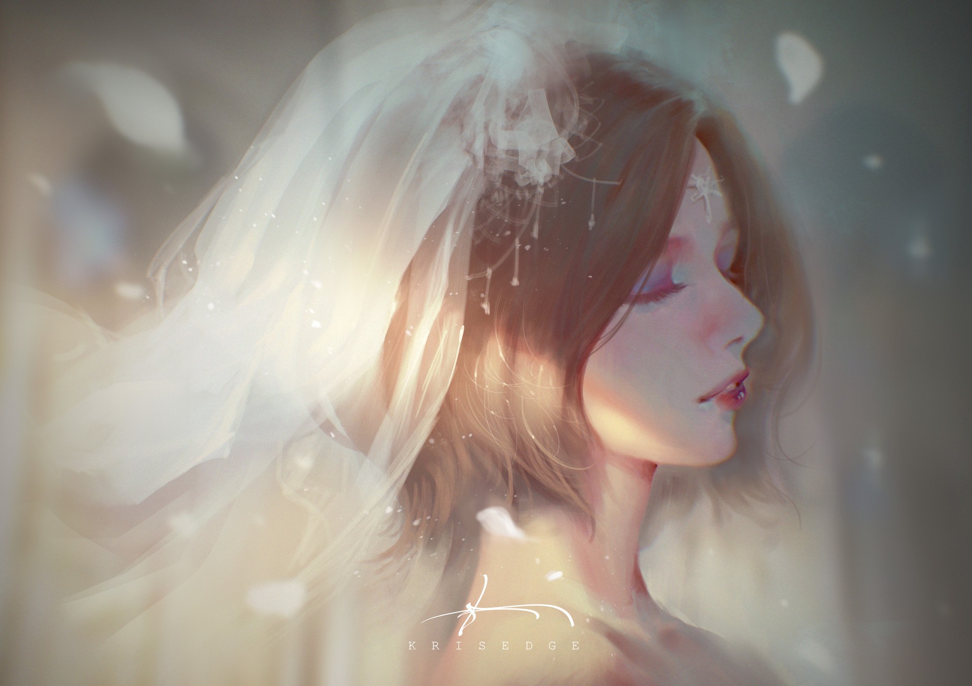 Bride Fantasy Girl Sad Veil Woman 1920x1357