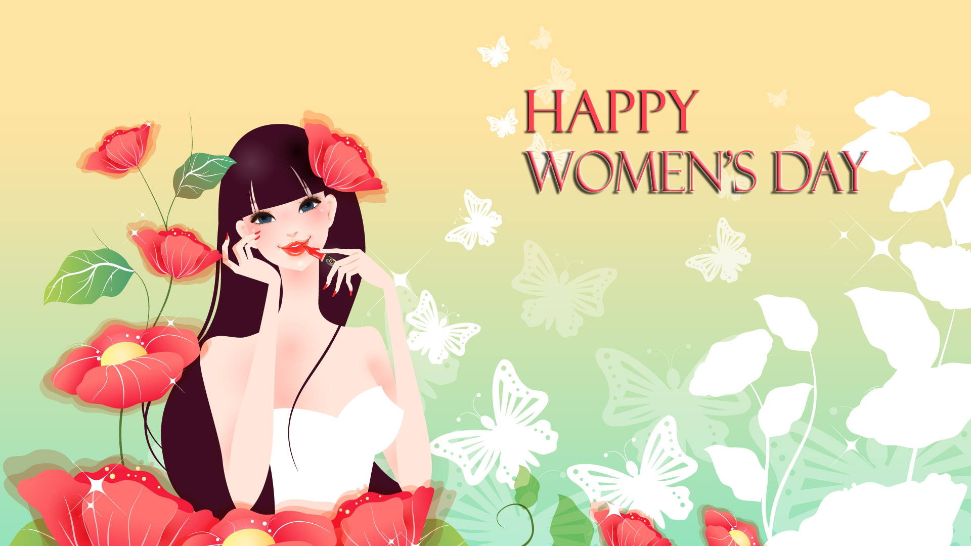 Butterfly Flower Girl Happy Women 039 S Day Statement Woman Women 039 S Day 1920x1080