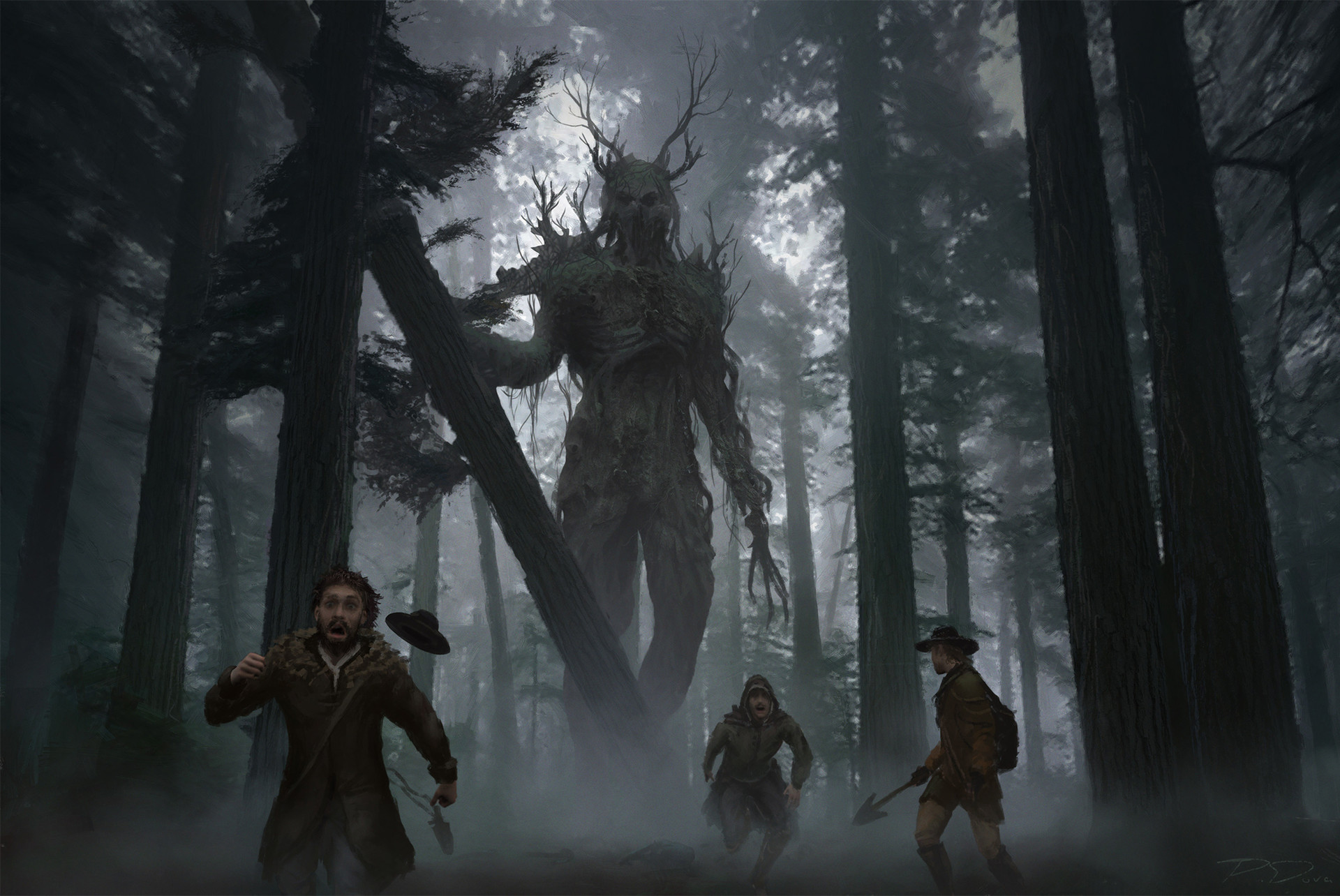 Creature Dark Forest Giant Monster Tree 1920x1284