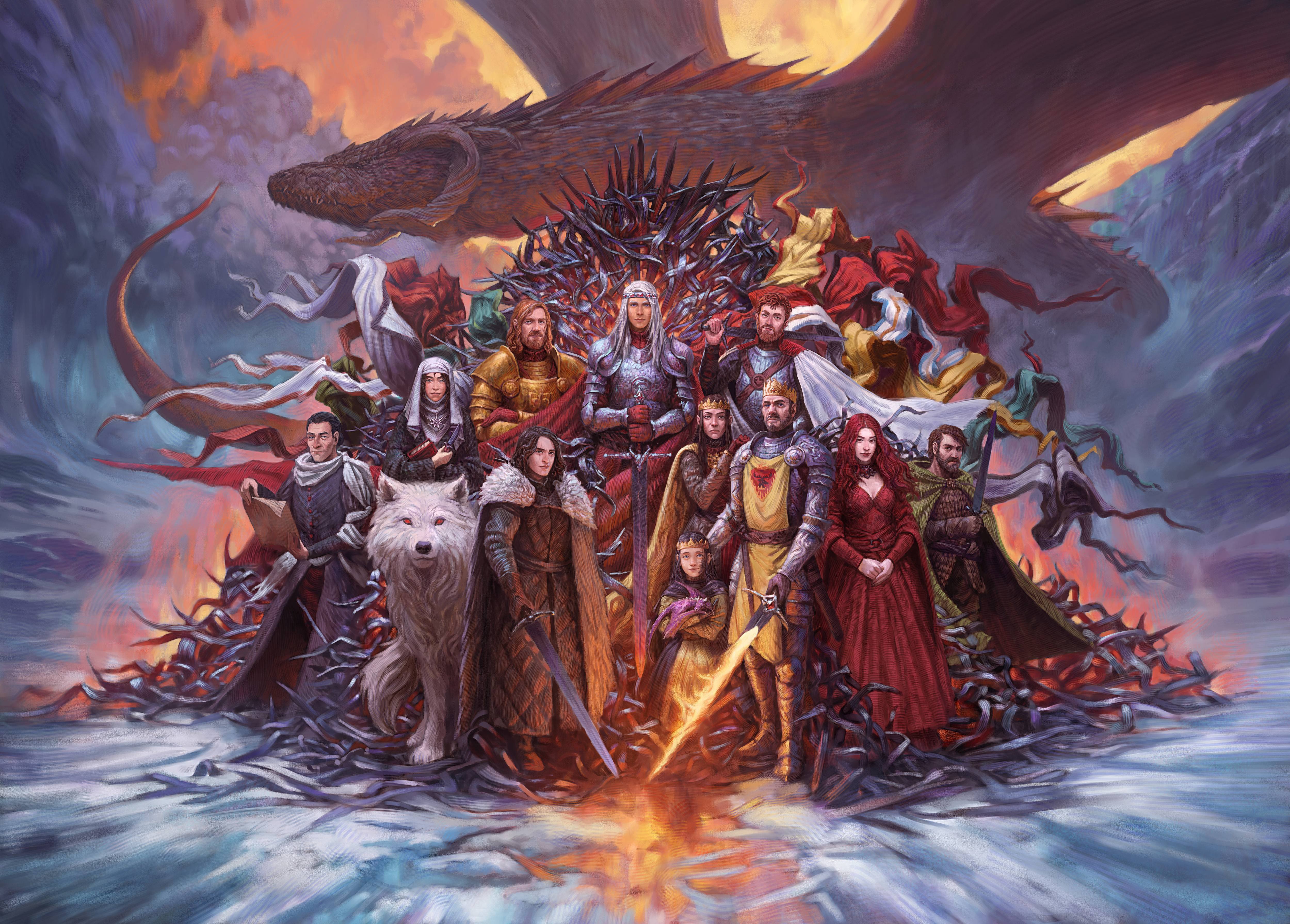 A Song Of Ice And Fire Aegon Targaryen Daenerys Targaryen Davos Seaworth Dragon Game Of Thrones Jon  5000x3583