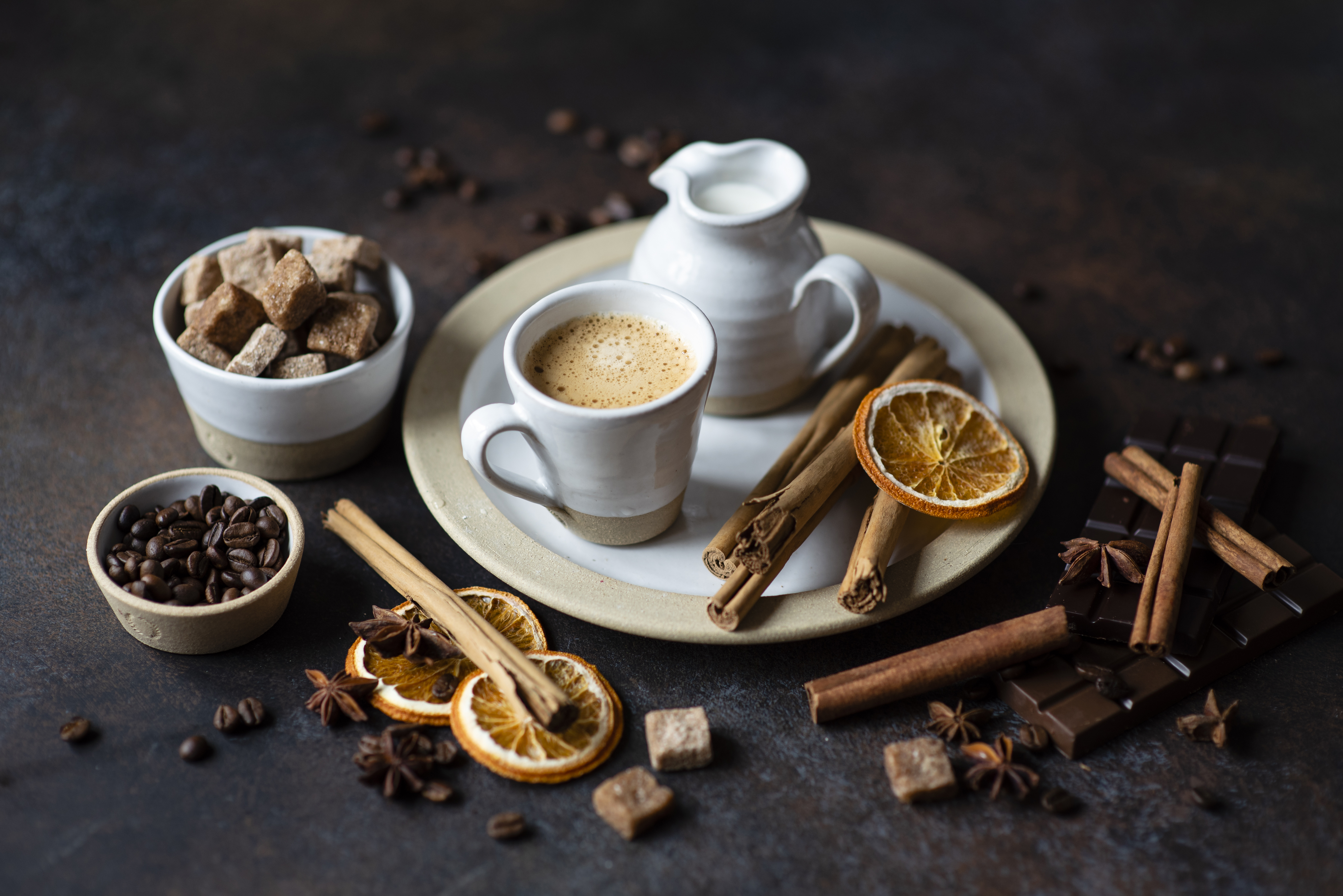 Cinnamon Coffee Coffee Beans Star Anise Still Life Sugar 4500x3004