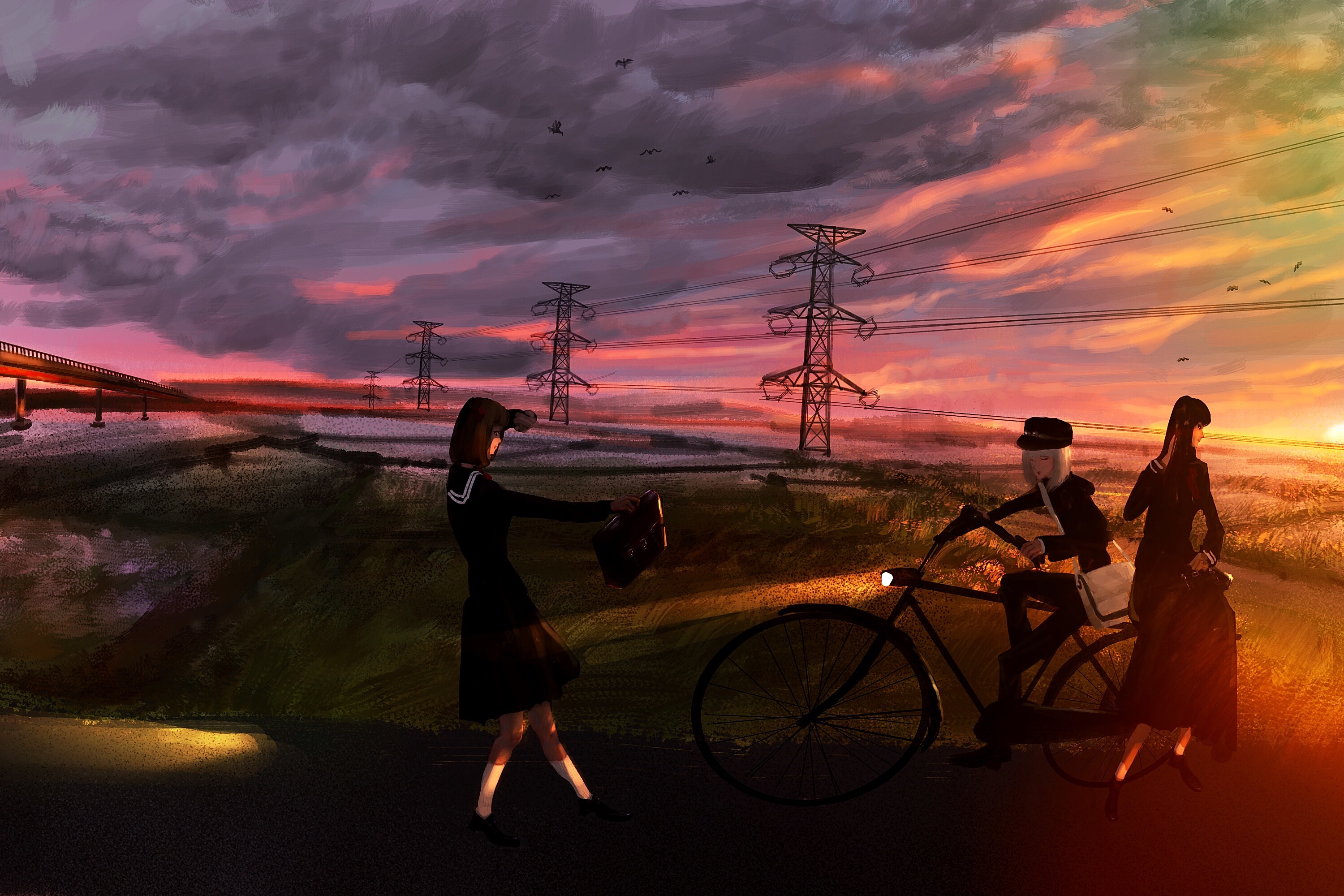 Bike Girl Sunset 3000x2000