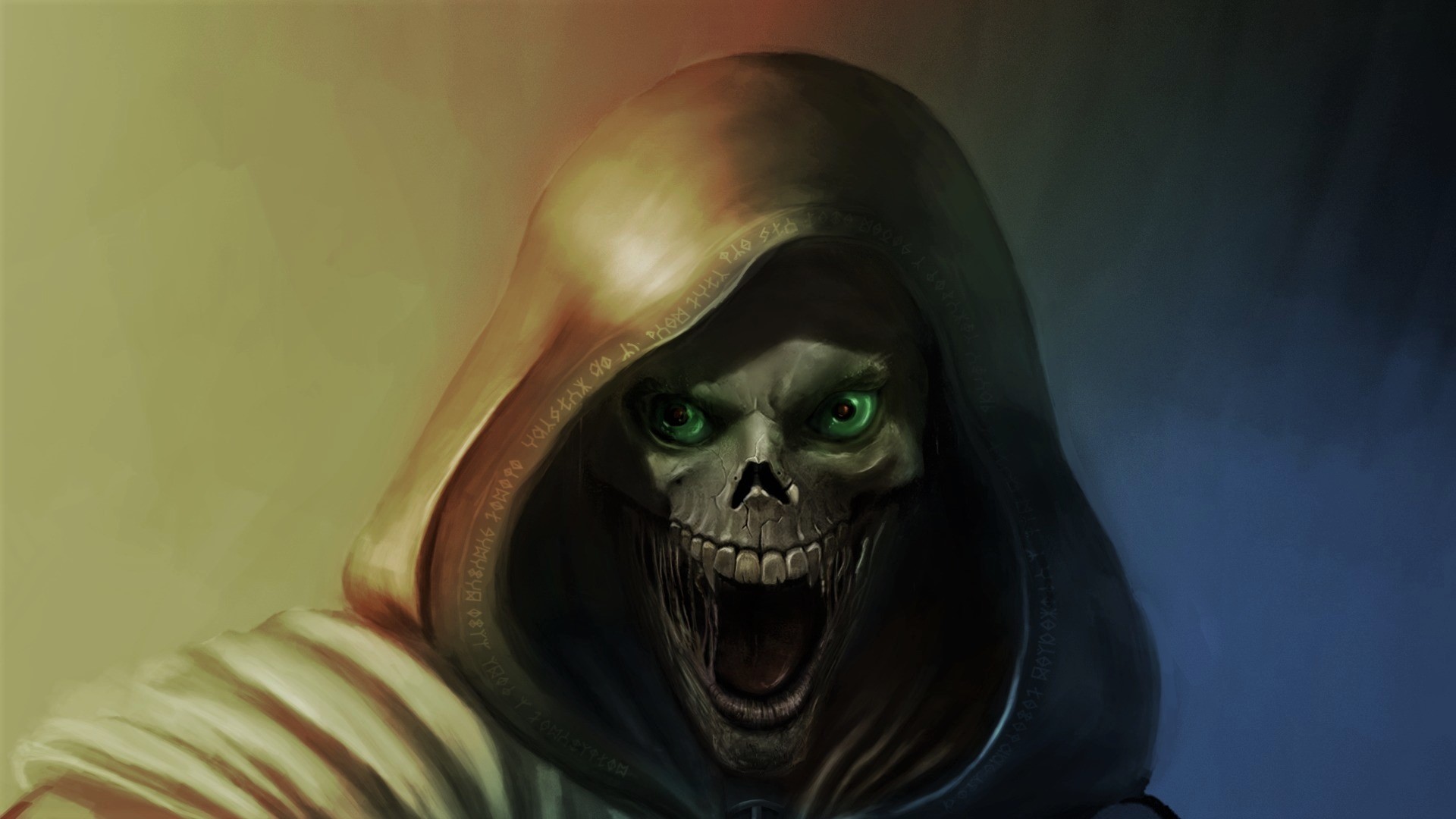 Dark Face Grim Reaper Hood Skeleton 1920x1080