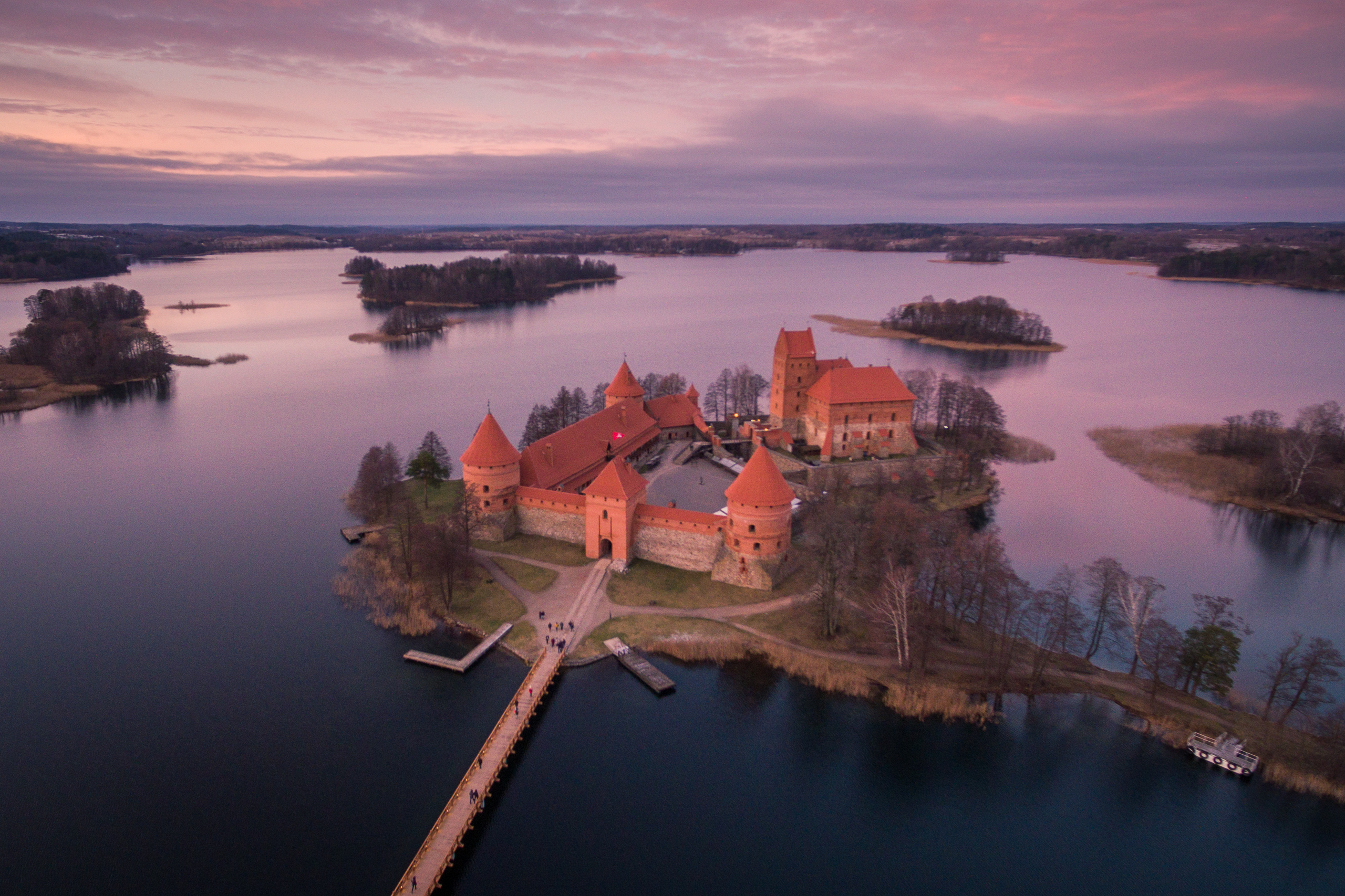 Aerial Castle Horizon Lake Lithuania Trakai Trakai Island Castle 2560x1707