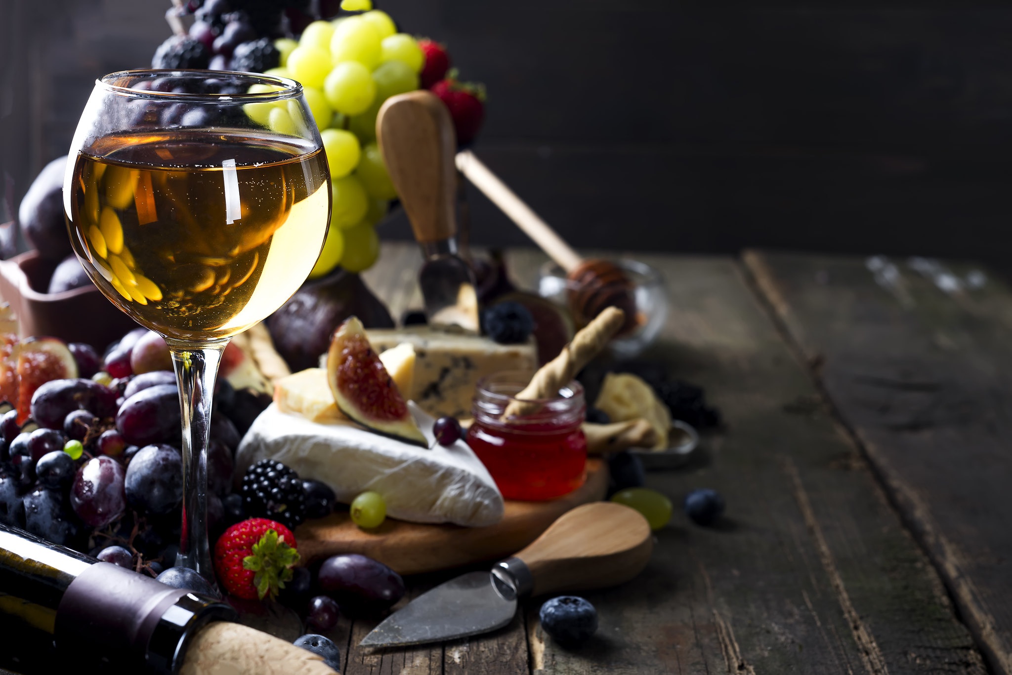Cheese Fig Fruit Glass Still Life Wine 2048x1367