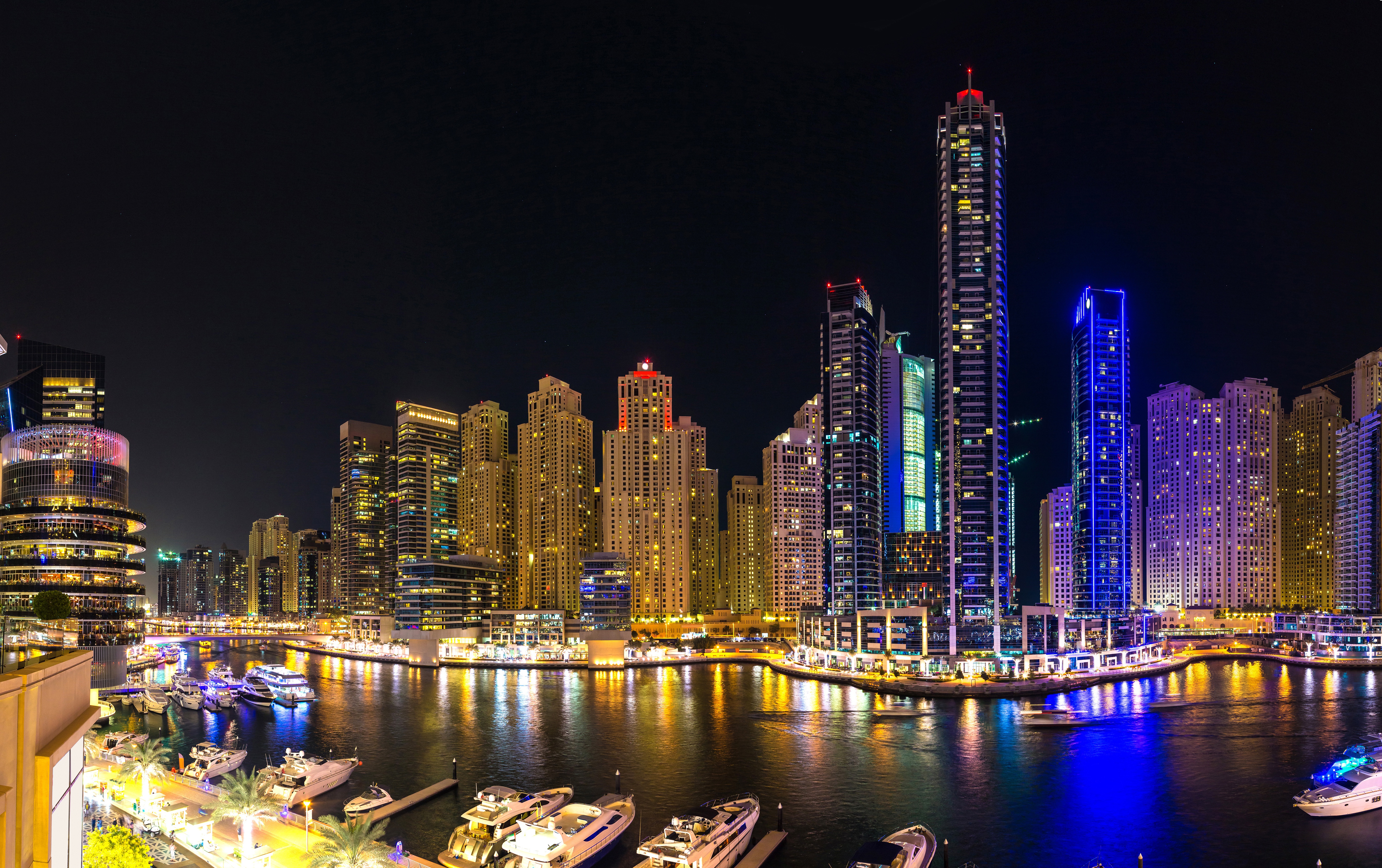 Building City Dubai Night River Skyscraper 5370x3374