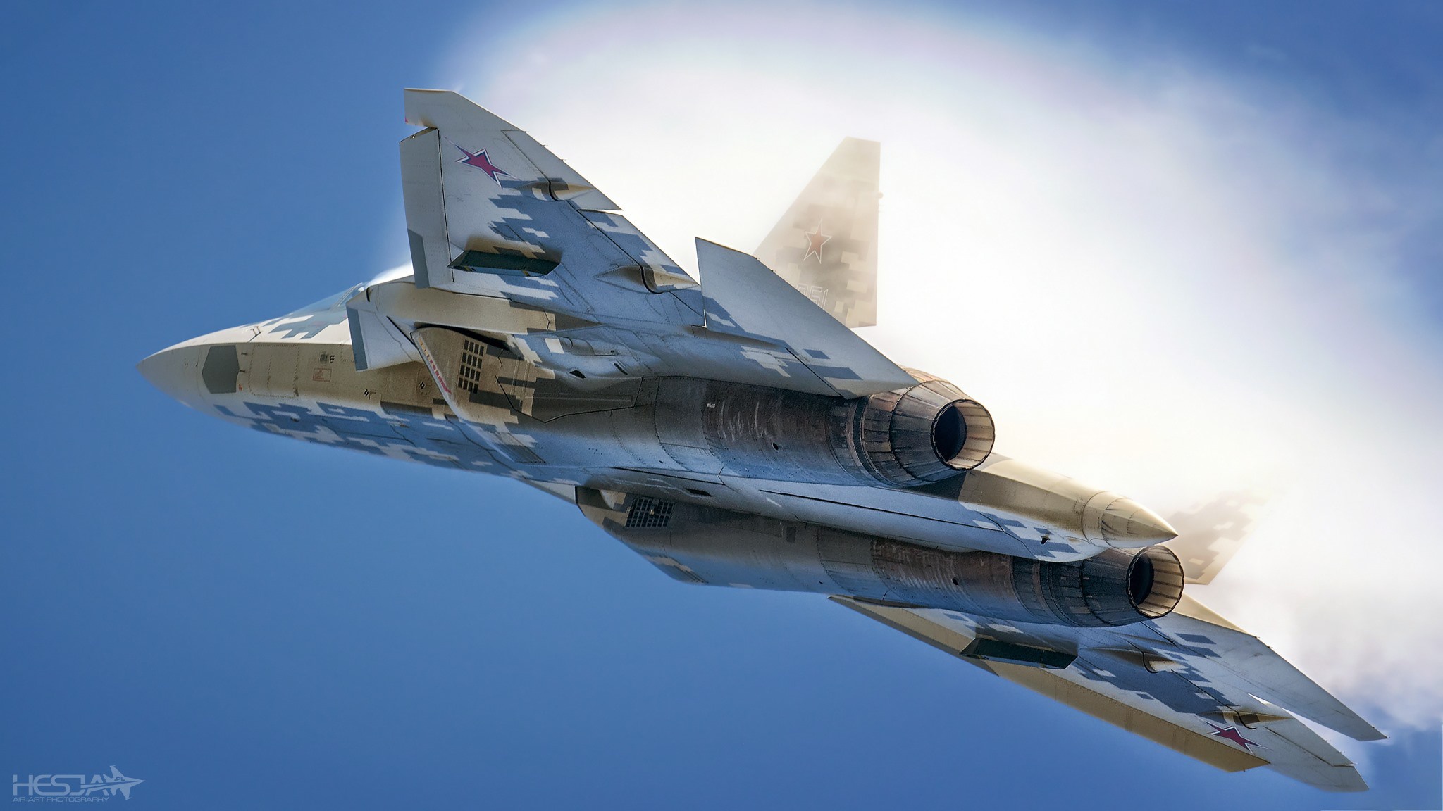 Aircraft Jet Fighter Sukhoi Su 57 Warplane 2048x1152