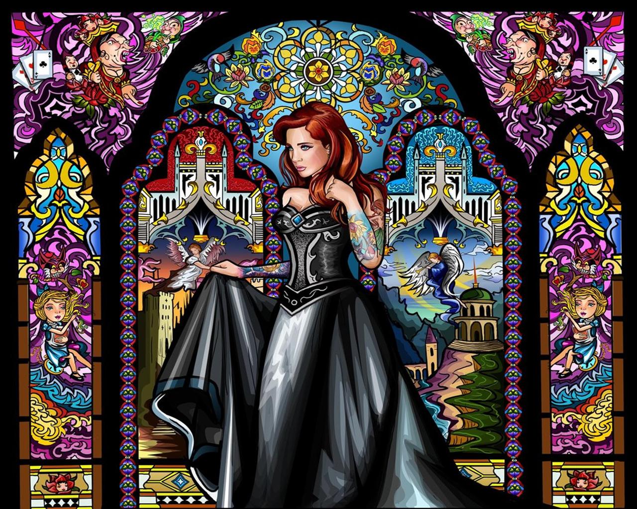Alice Alice In Wonderland Stained Glass 1280x1024