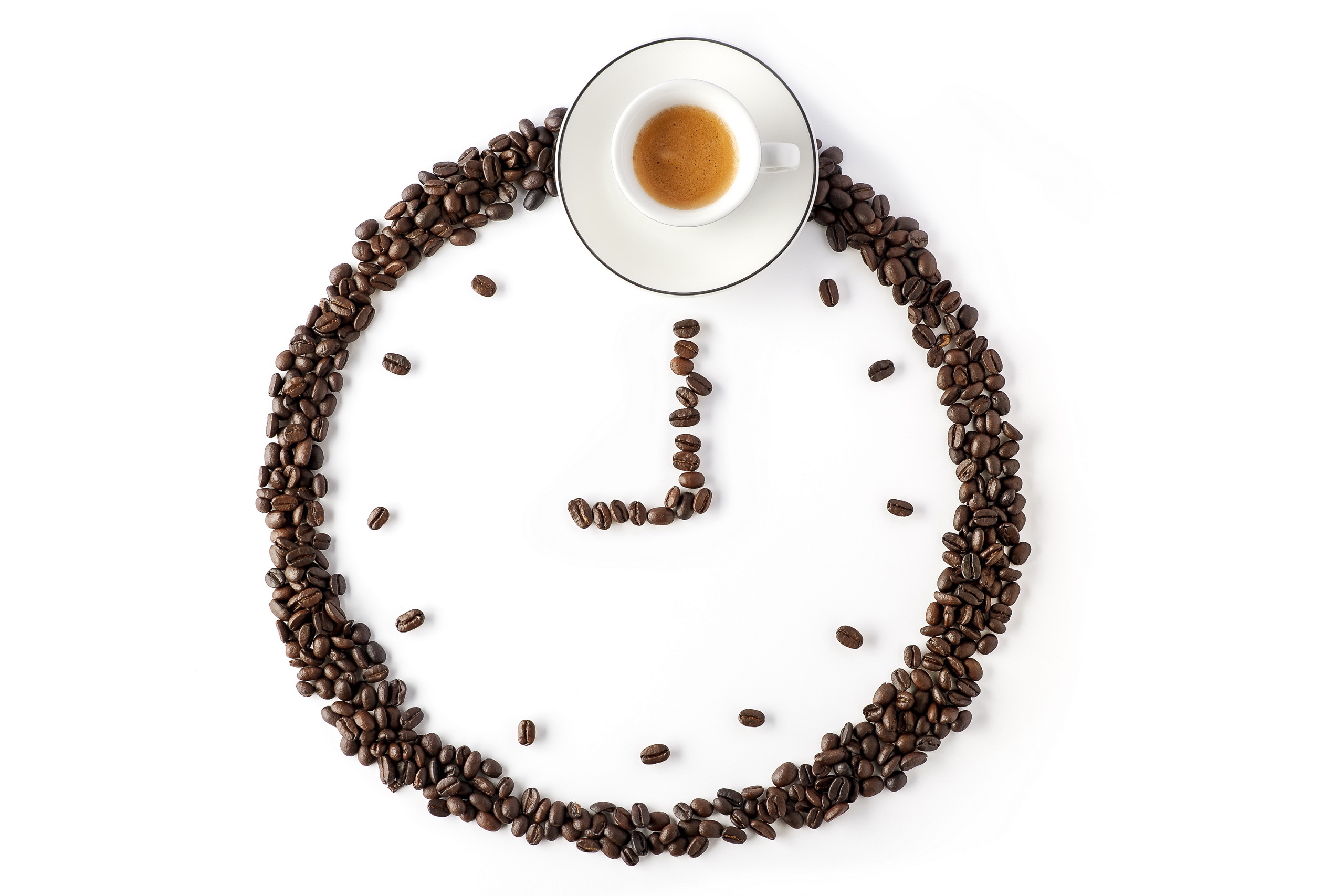 Clock Coffee Coffee Beans Cup 2560x1707