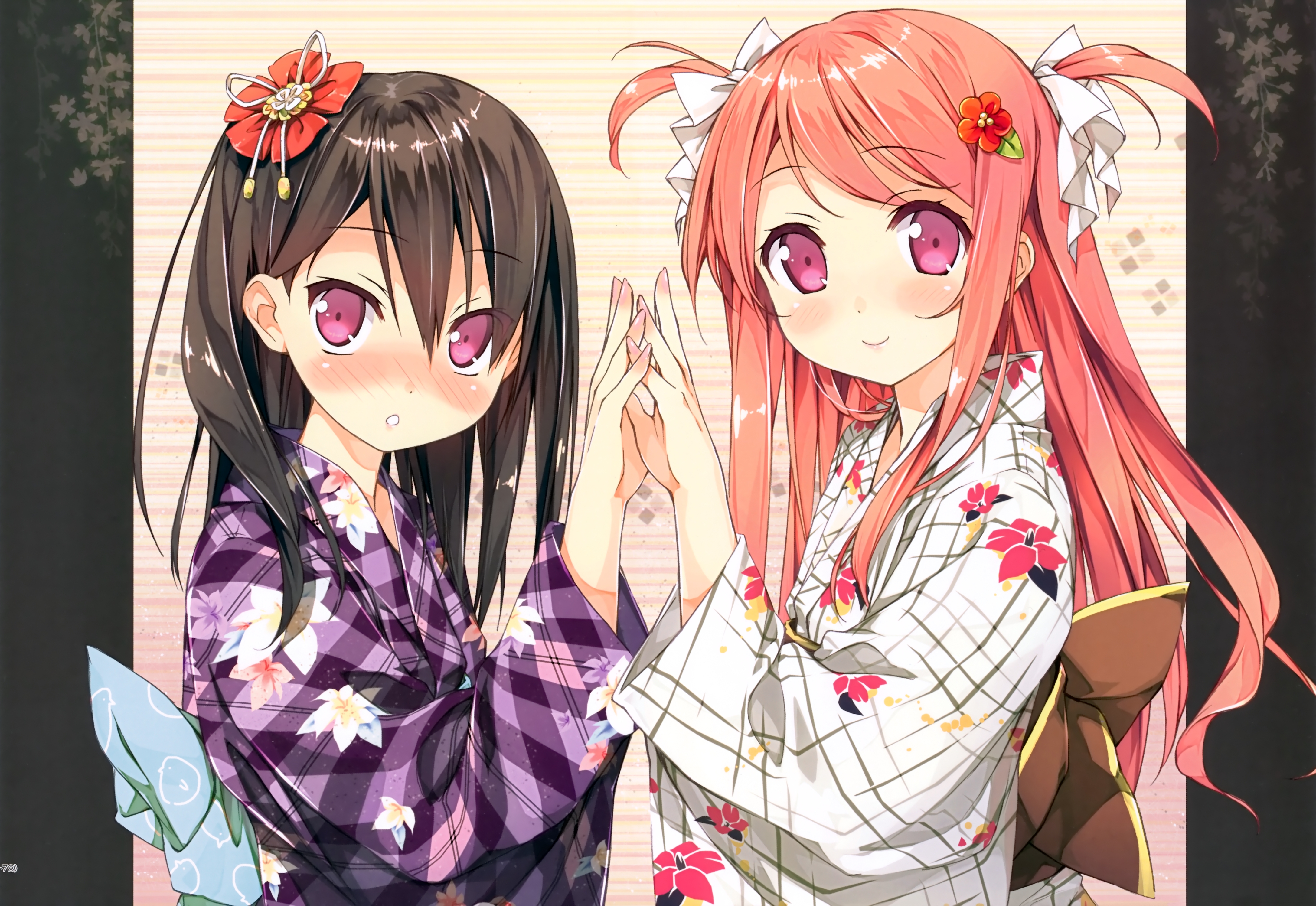 5 Nenme No Houkago Blush Brown Hair Kimono Long Hair Pink Eyes Pink Hair 4351x2996