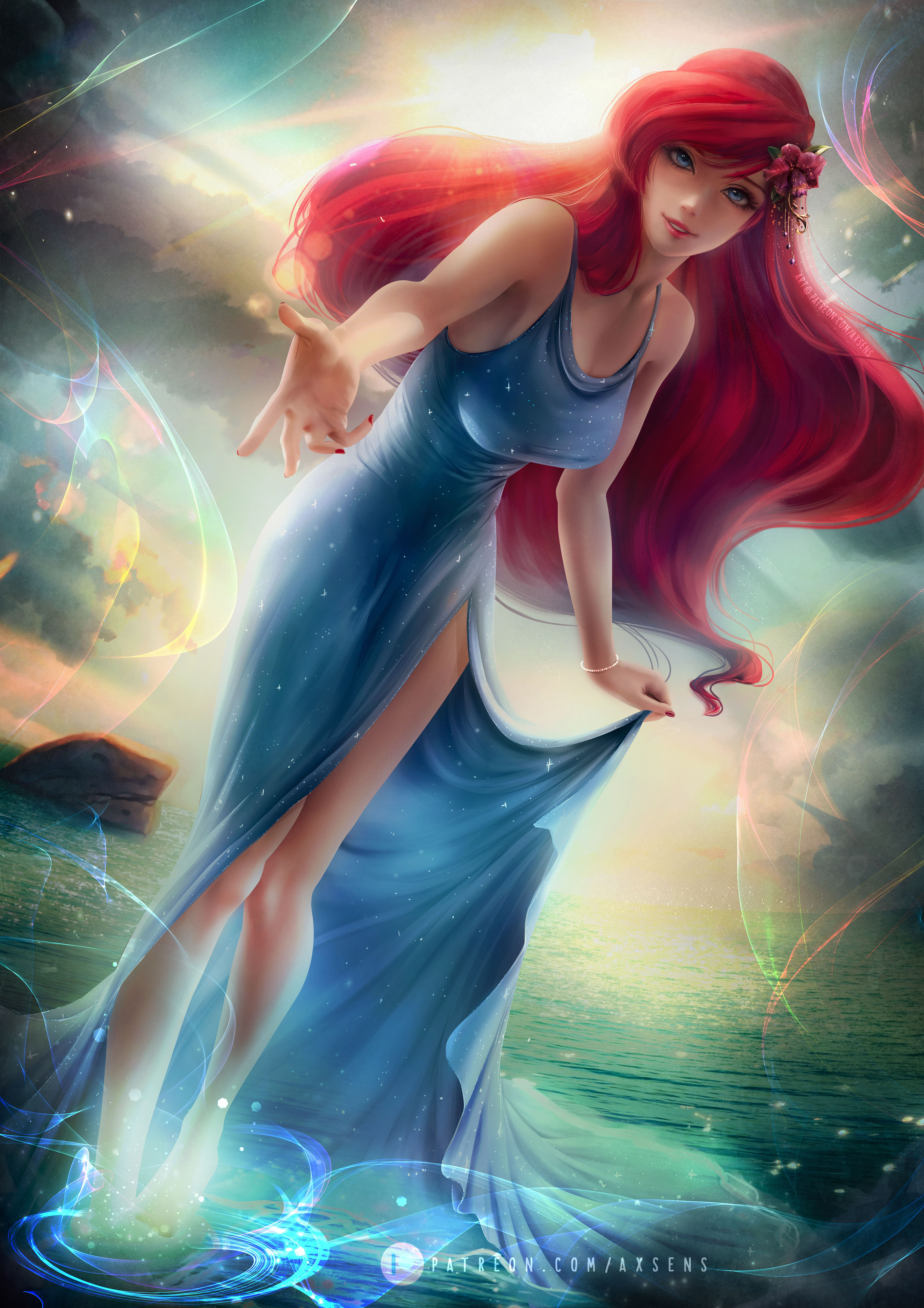 Illustration Artwork Digital Art Fan Art Axsens Drawing The Little Mermaid Long Hair Redhead Disney  3532x5000