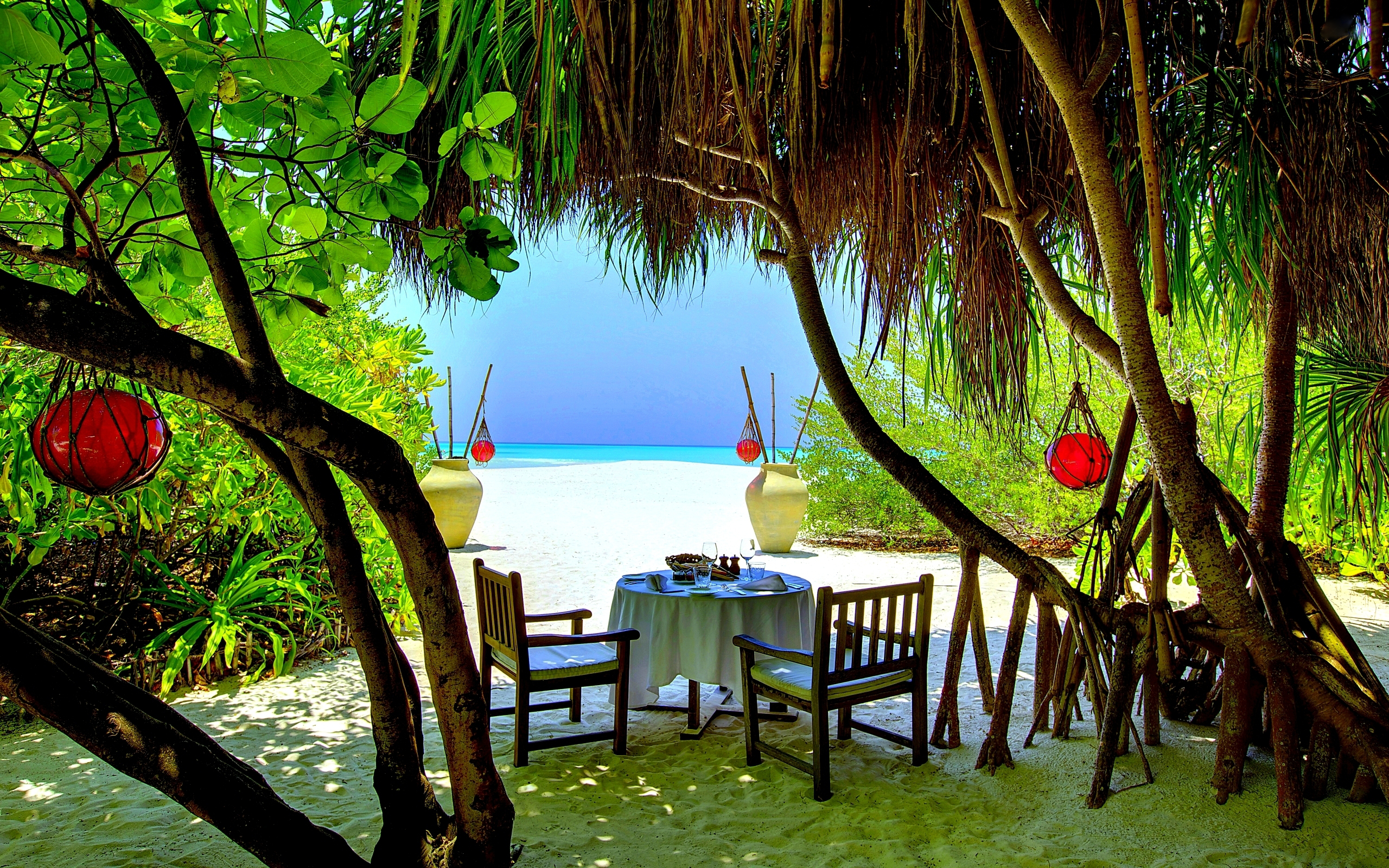 Beach Holiday Maldives Nature Table Tropical 2560x1600